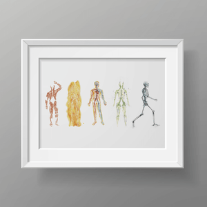 The Five Body Systems Print Watercolor