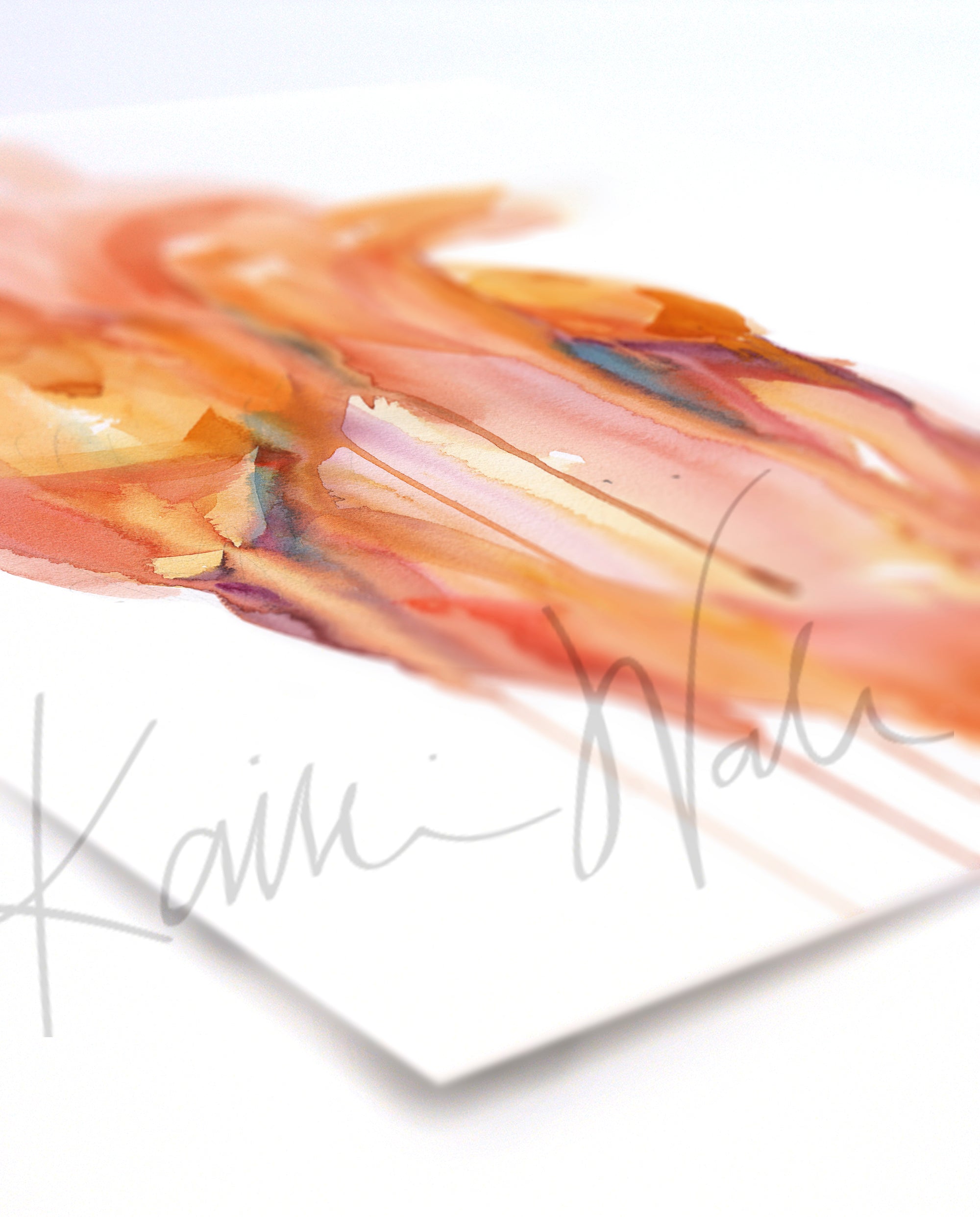 Abstract Anatomical Heart in Orange Watercolor Print