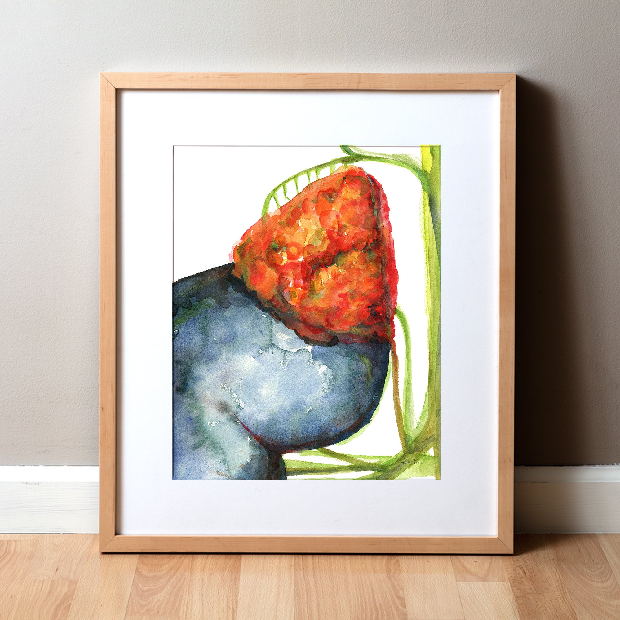 Adrenal Gland in Red Watercolor Print
