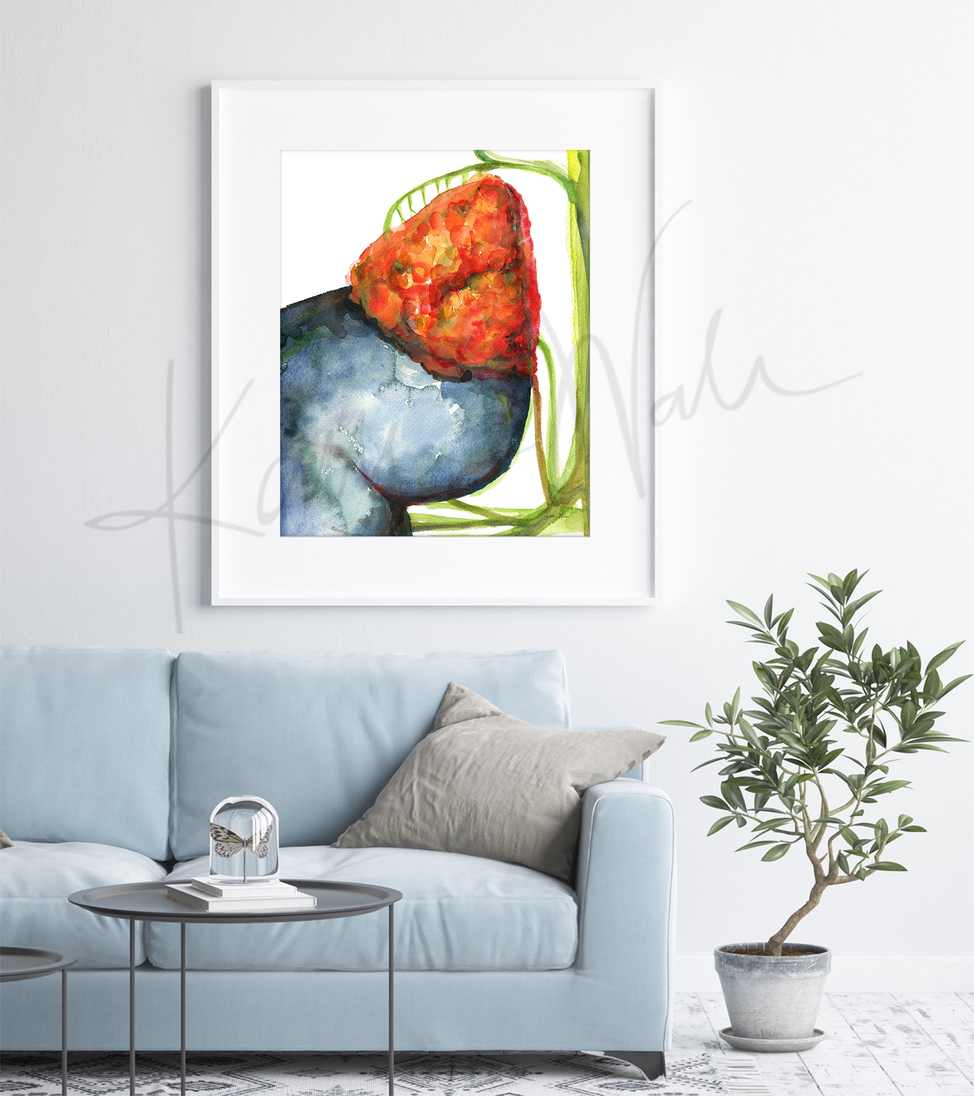 Adrenal Gland in Red Watercolor Print