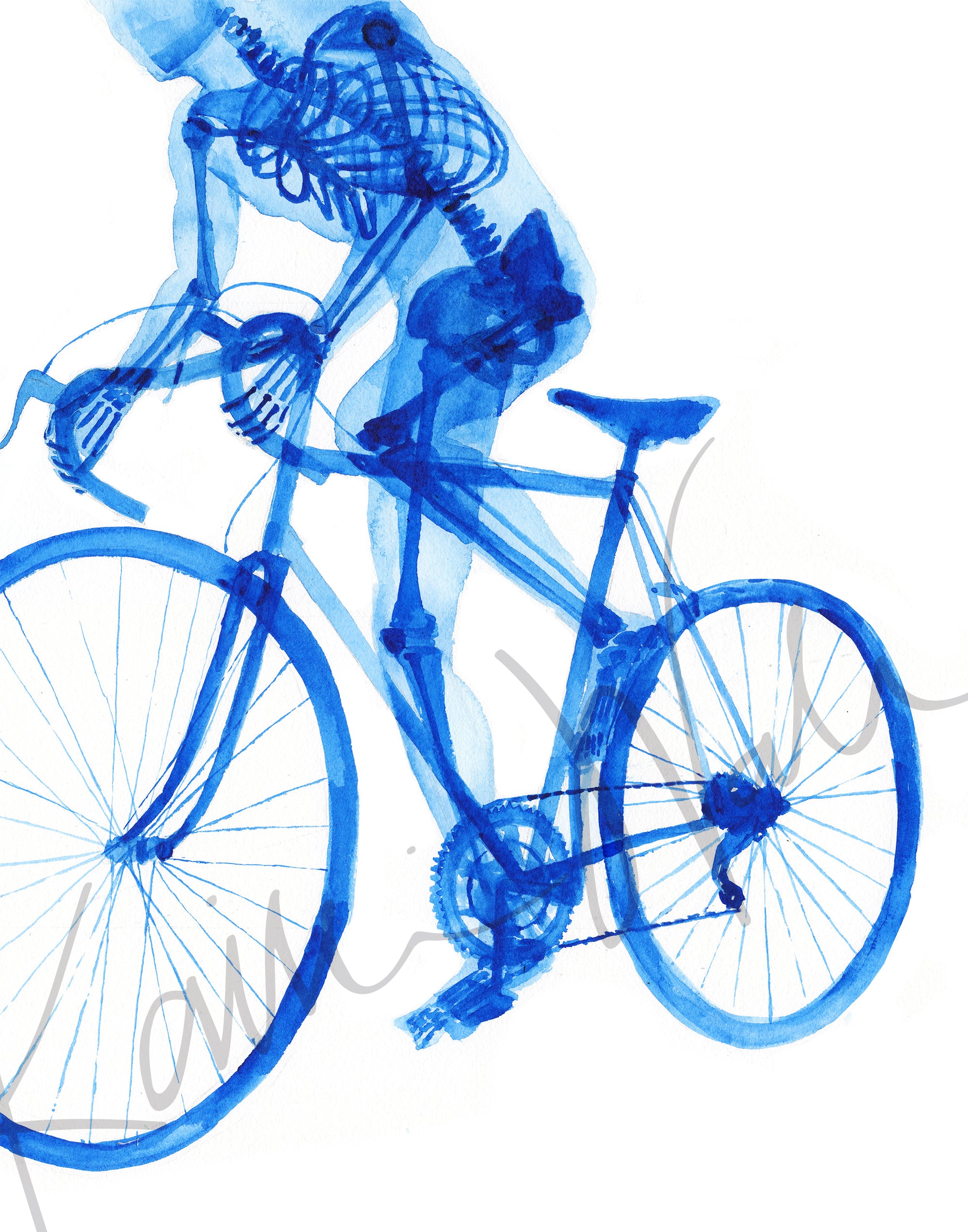 Biker Anatomy Watercolor Print Set of 2