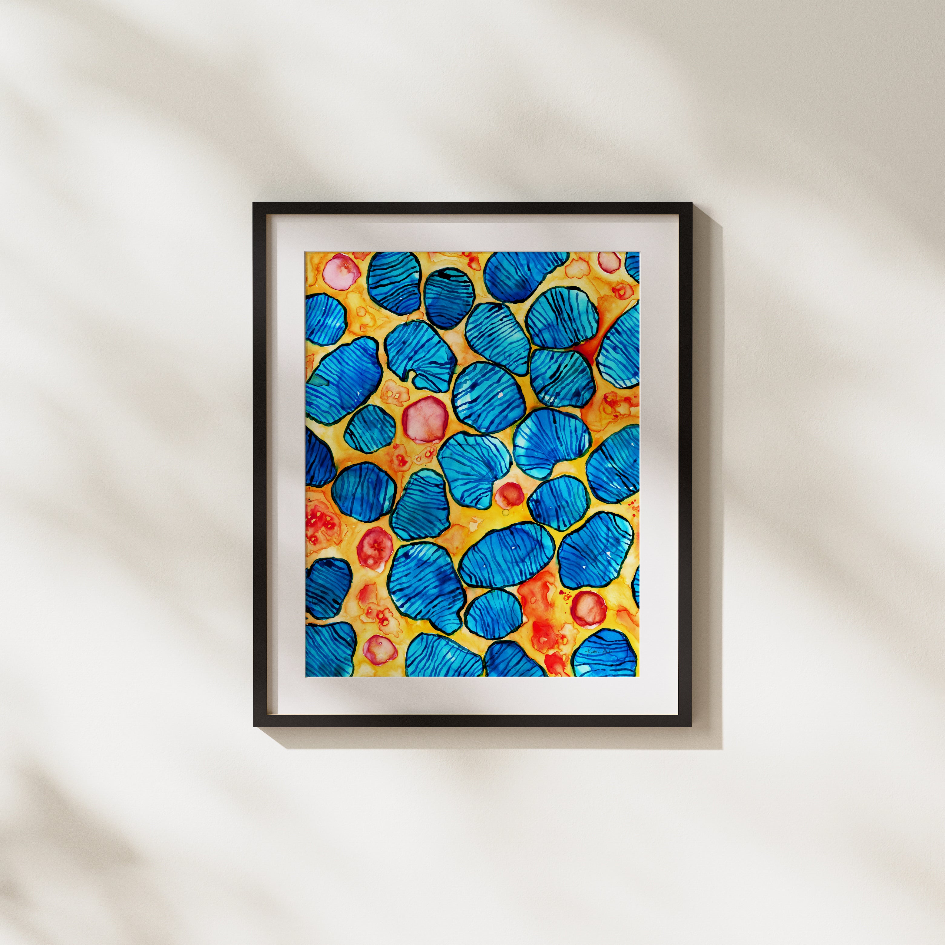 framed abstract anatomy art of mitochondria in a cell for doctor's office - gift for doctor- gift for medical student