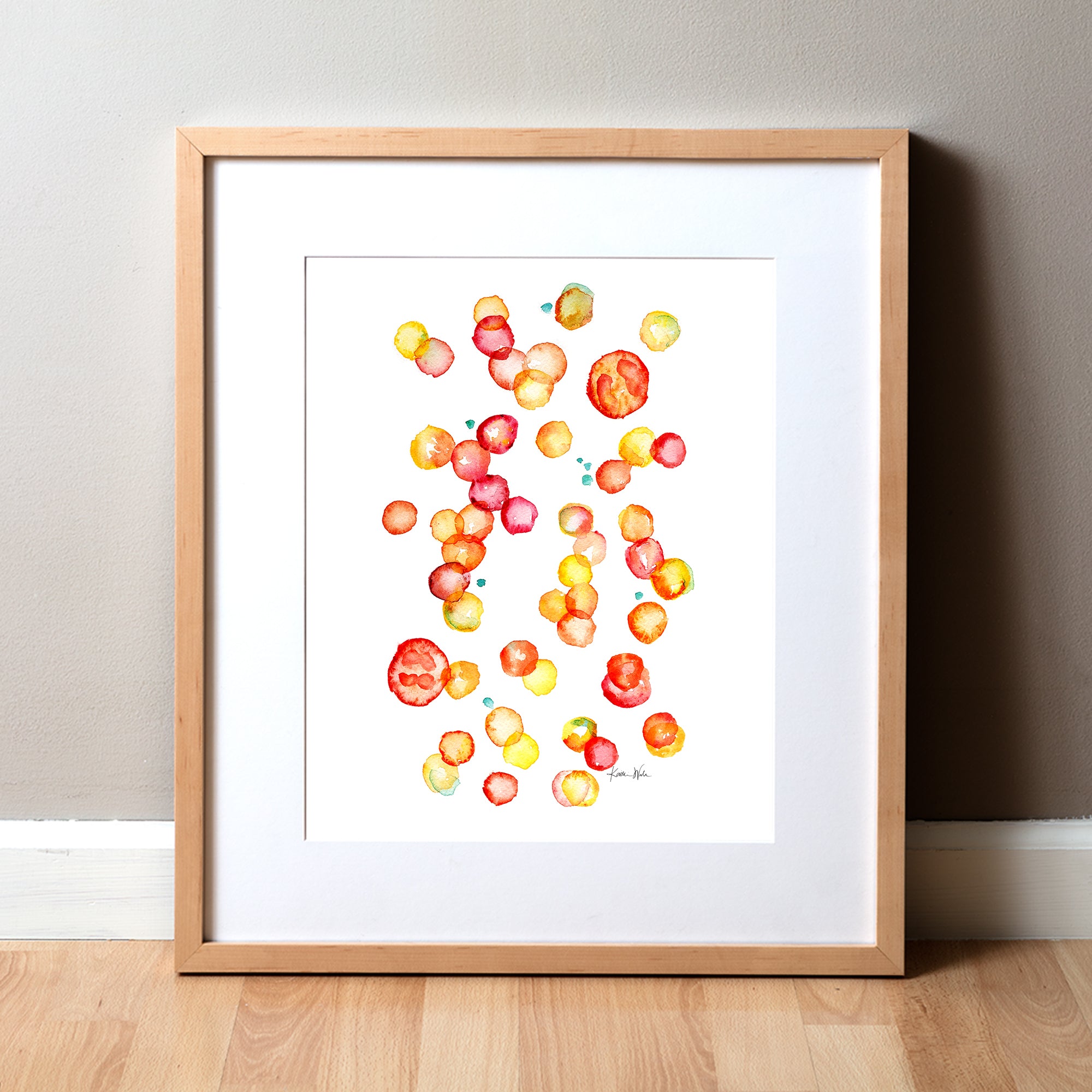 Framed anatomy art watercolor print of red and white blood cells. Perfect art gift for doctors, nurses or hematologists.