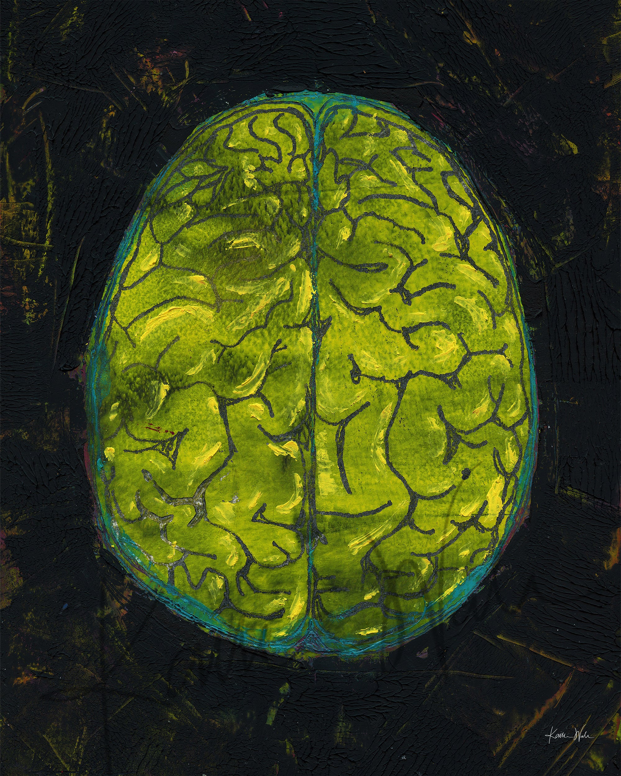 Brainy Cold Wax Oil Print