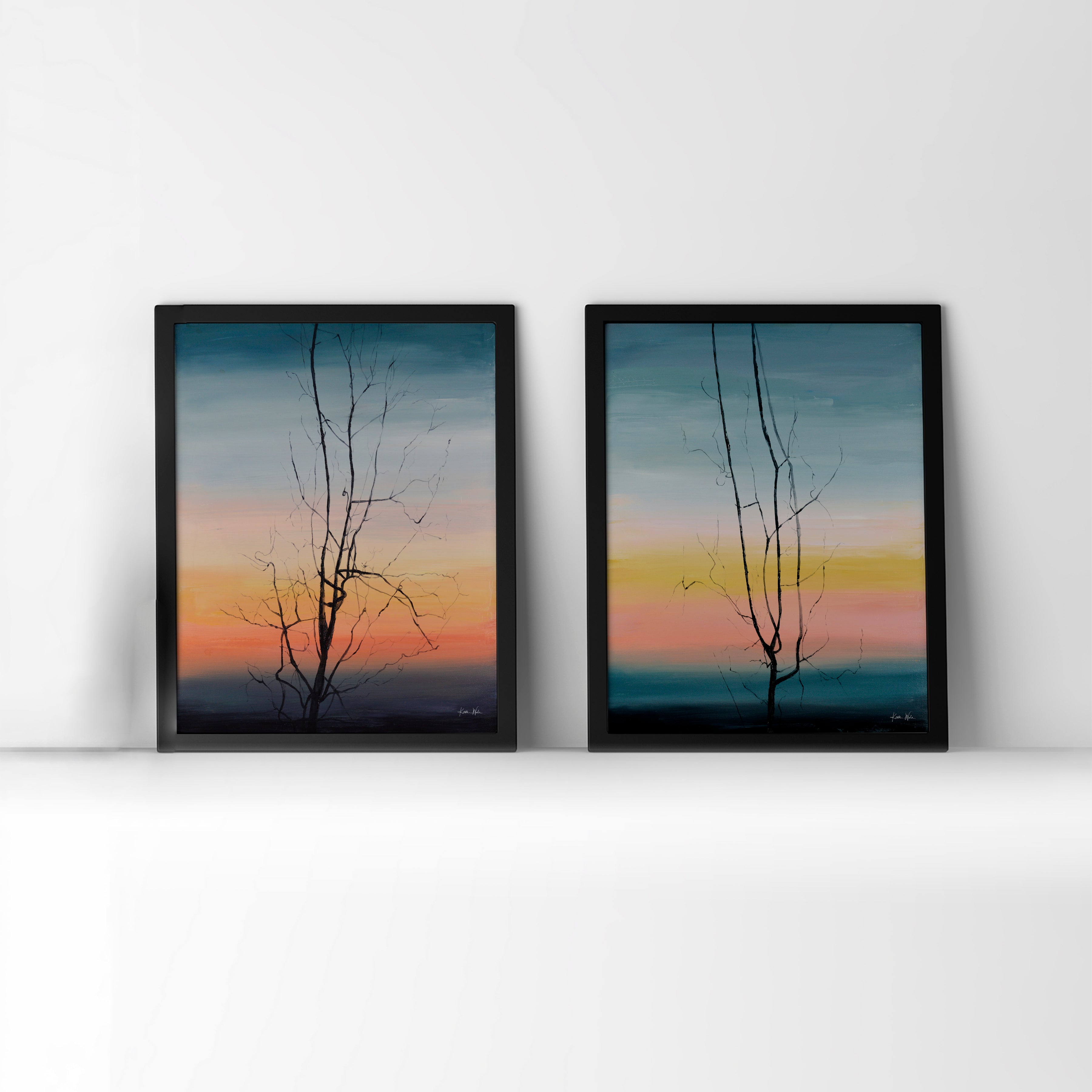 Artery Trees of the Leg Set of Two Oil Prints