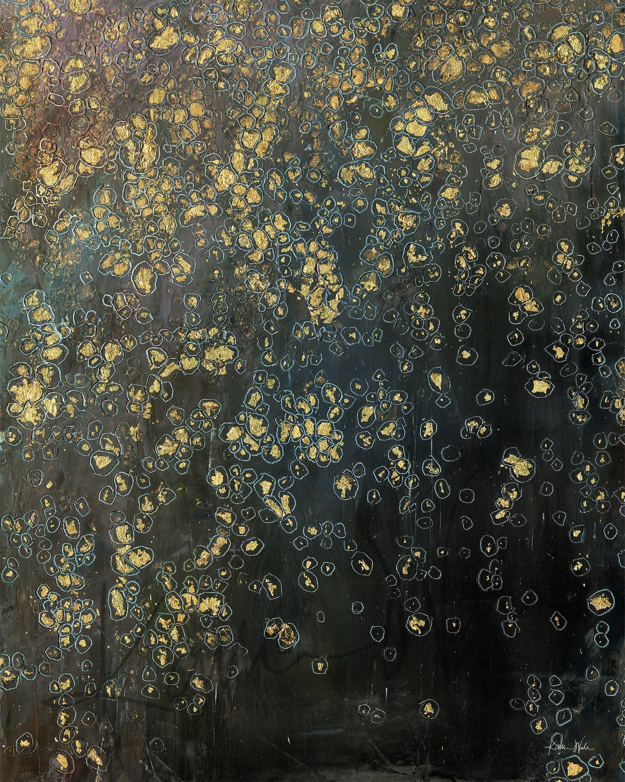 Cascading Cells Cold Wax Print