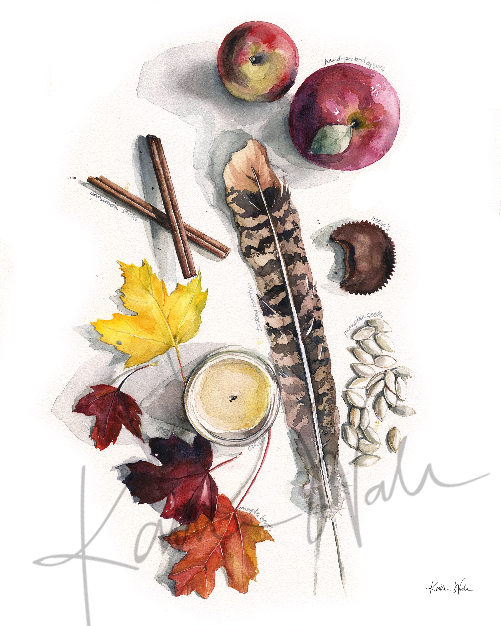 Fall in Wisconsin Watercolor Print