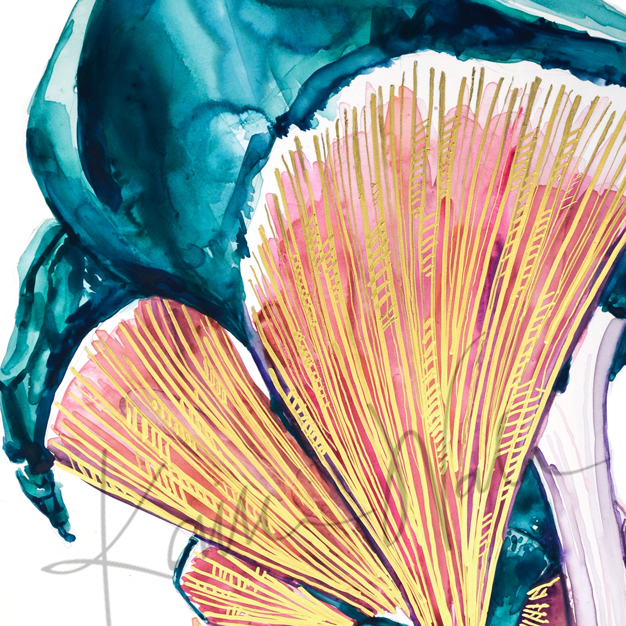 Gilded Hip Joint Watercolor Print