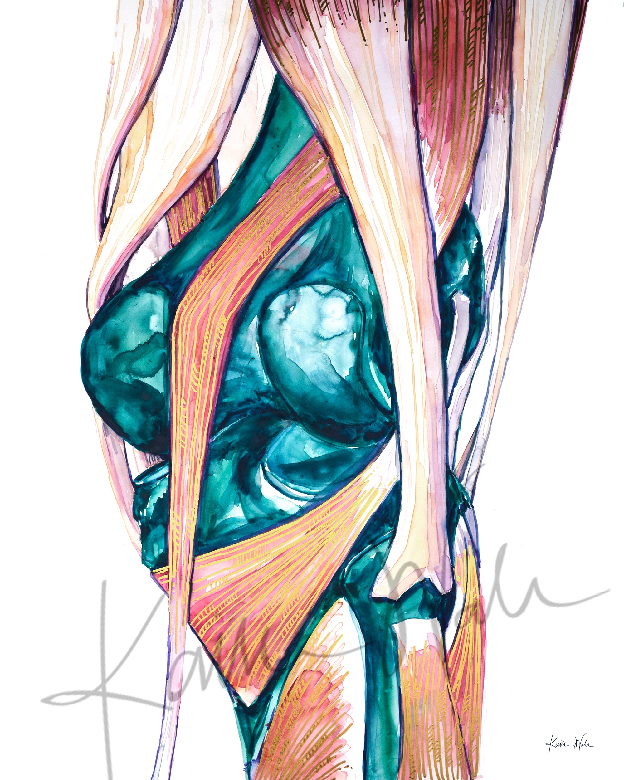 Gilded Knee Joint Watercolor Print