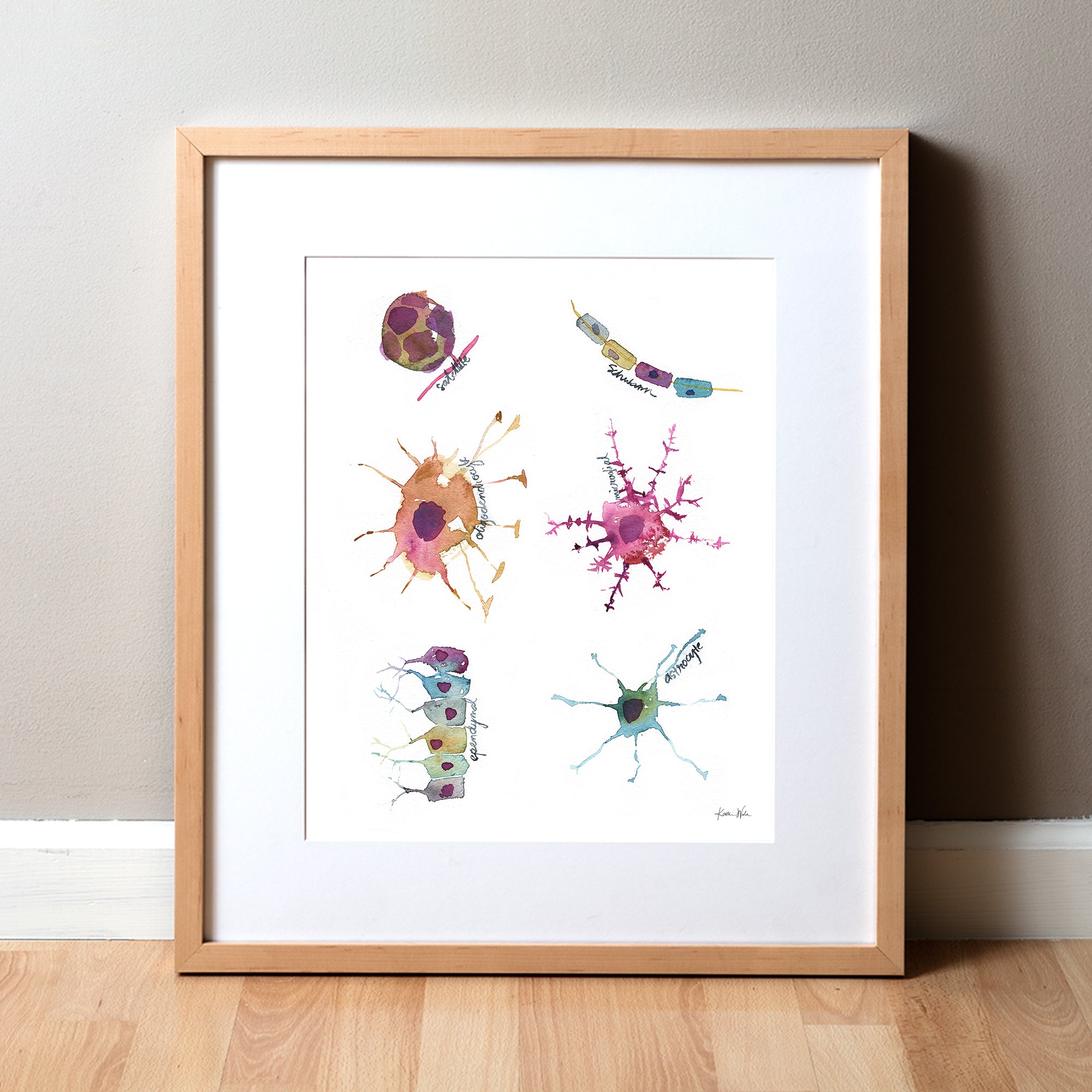 Glial Cells Watercolor Print