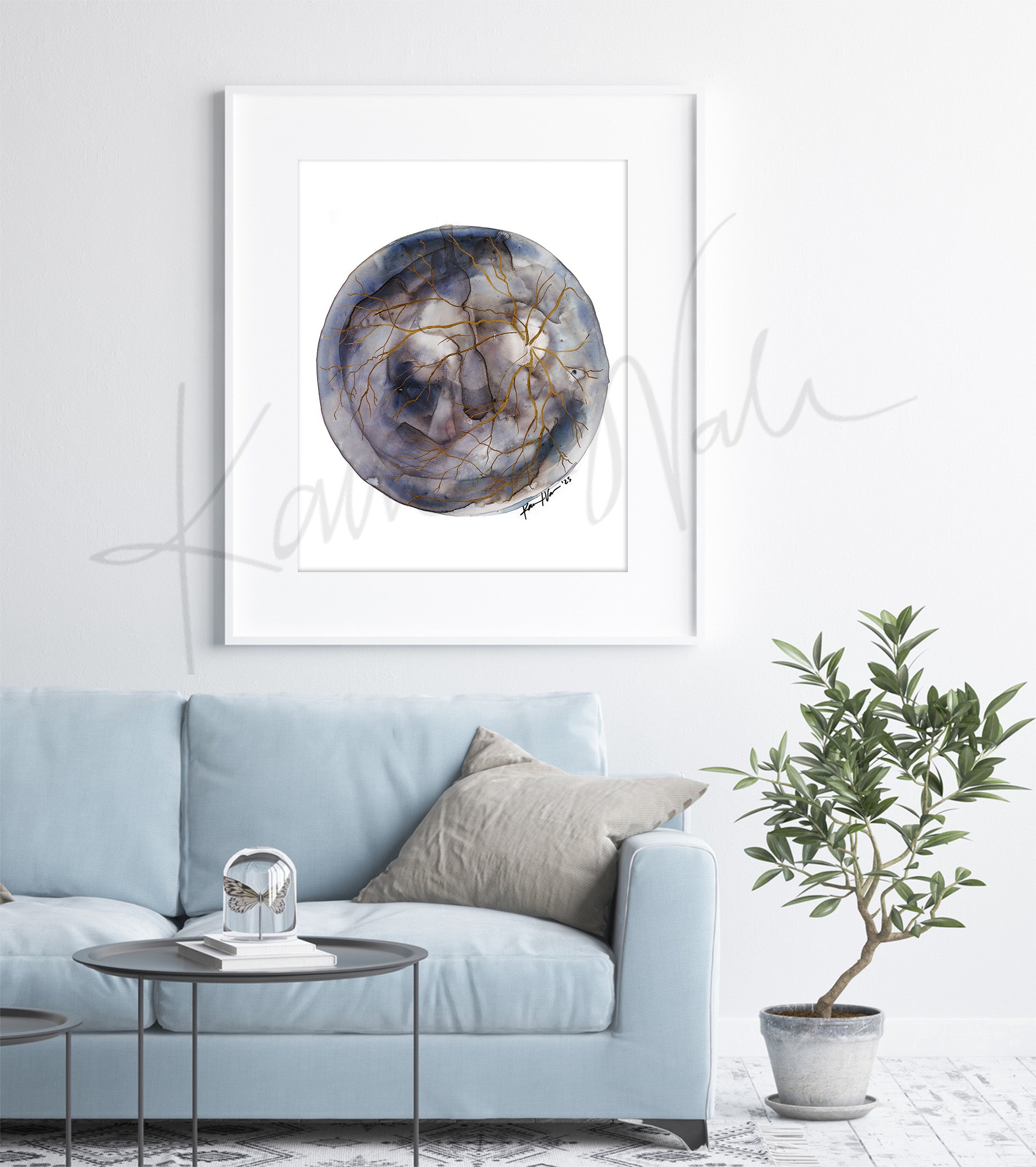 Gray Retina Watercolor Print