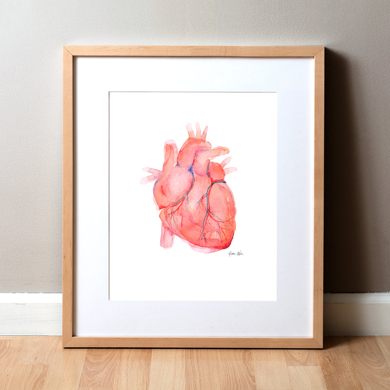 Anatomical Heart- Gift for Doctor - Heart in red with Vessels