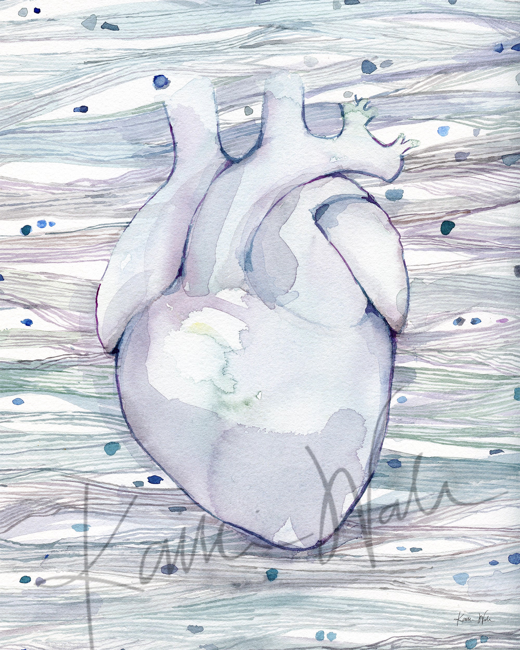 Heart Cell Patterns Watercolor Print