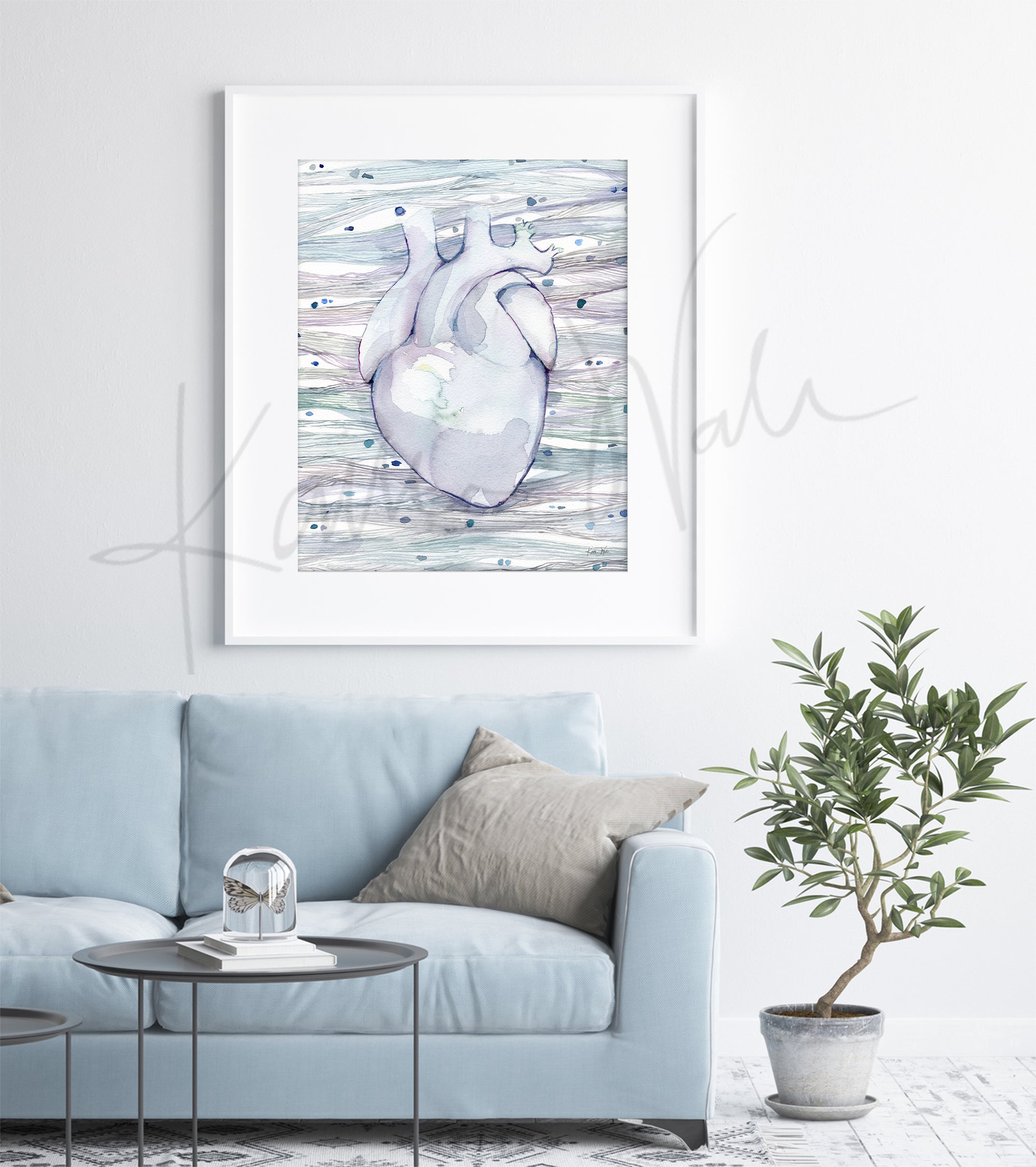 Heart Cell Patterns Watercolor Print