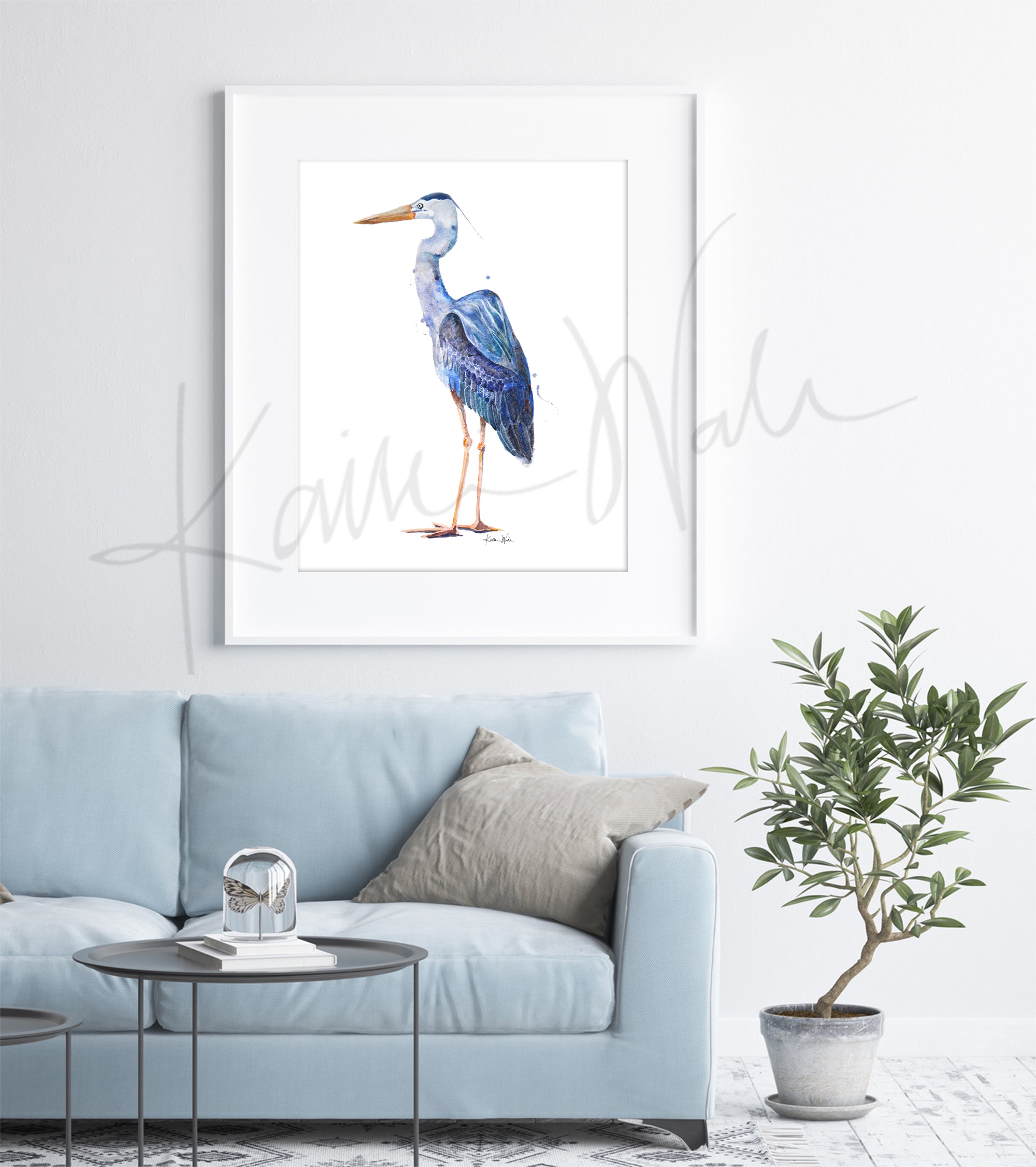 Great Blue Heron Watercolor Print