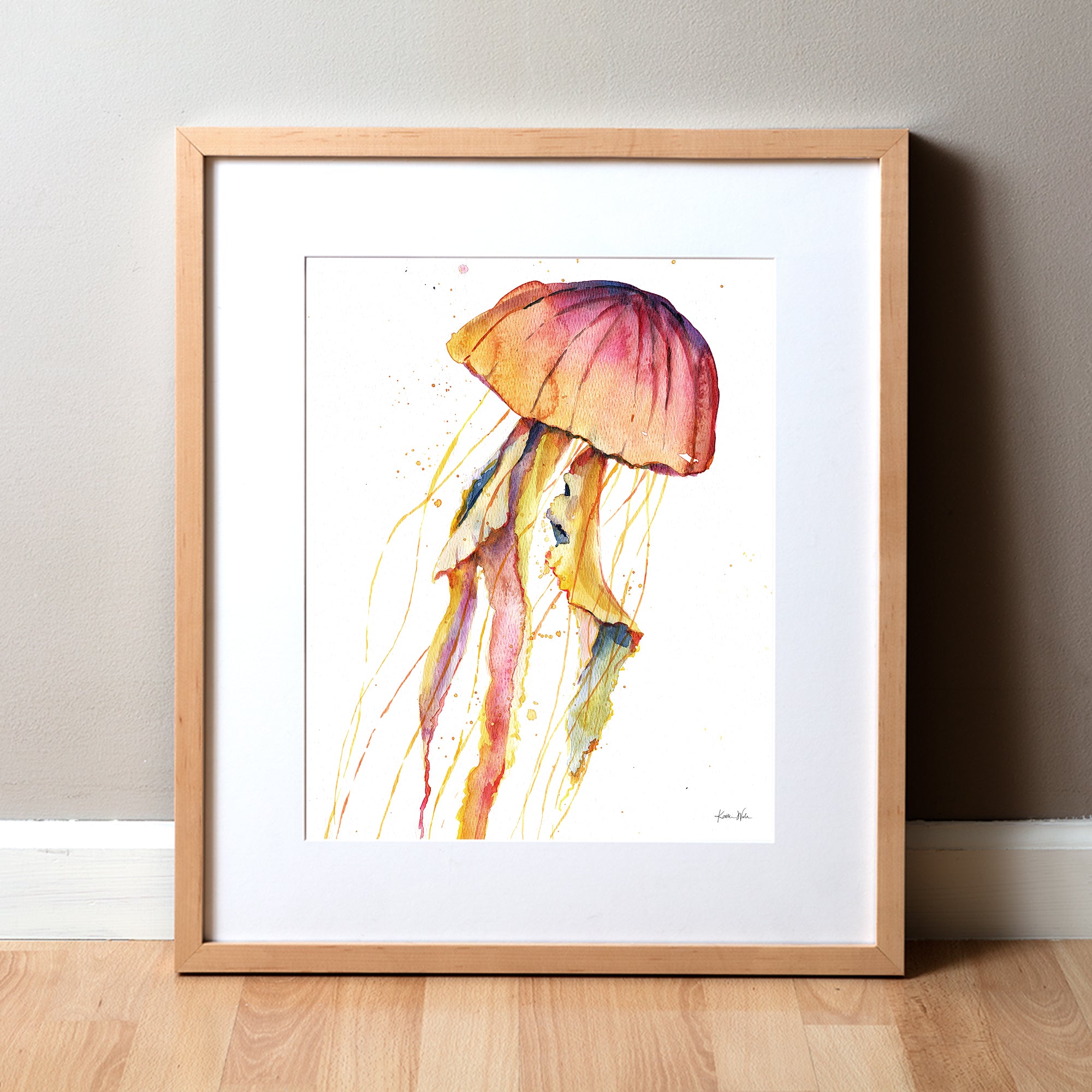 Colorful Jellyfish Watercolor Print