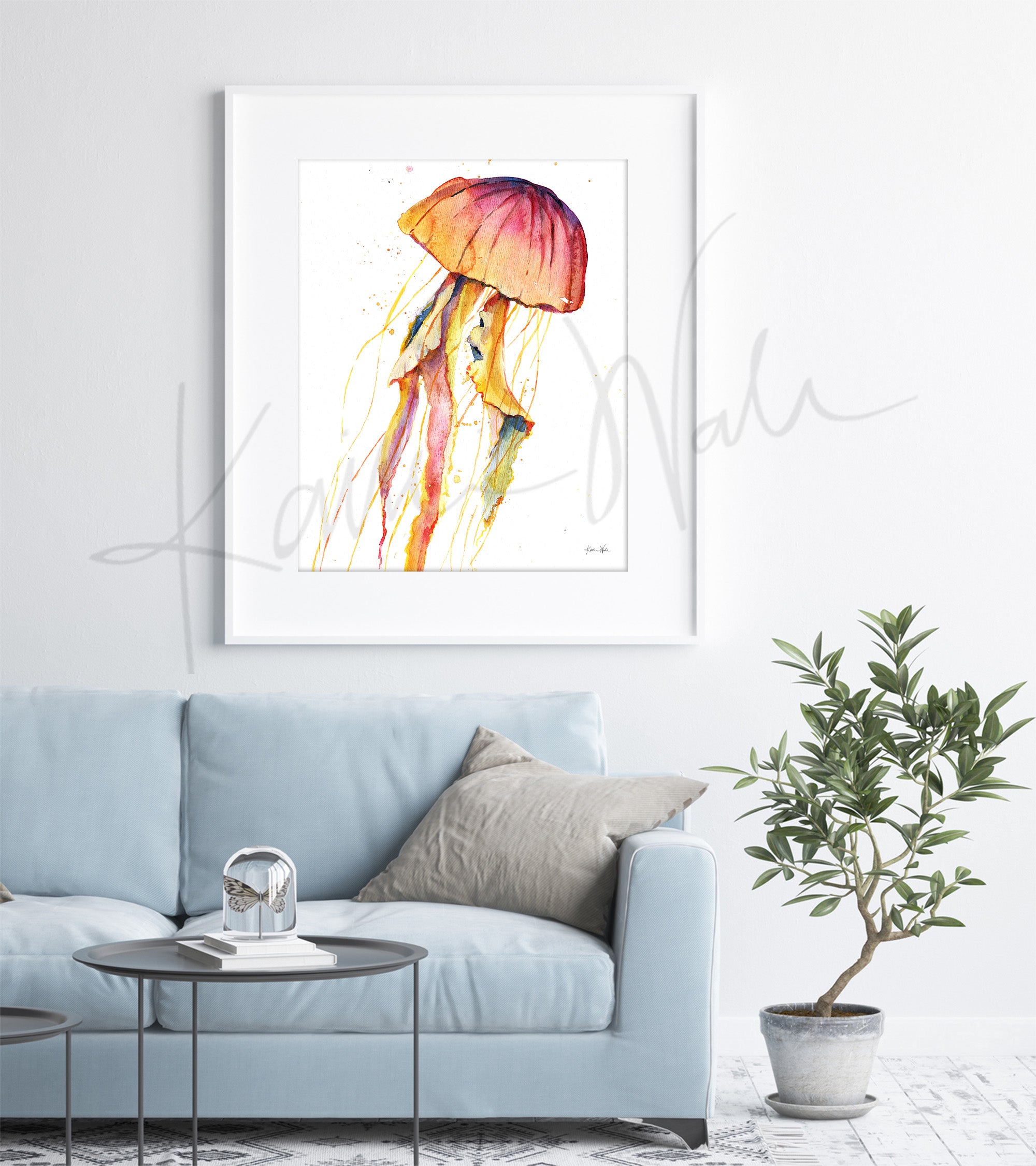 Colorful Jellyfish Watercolor Print