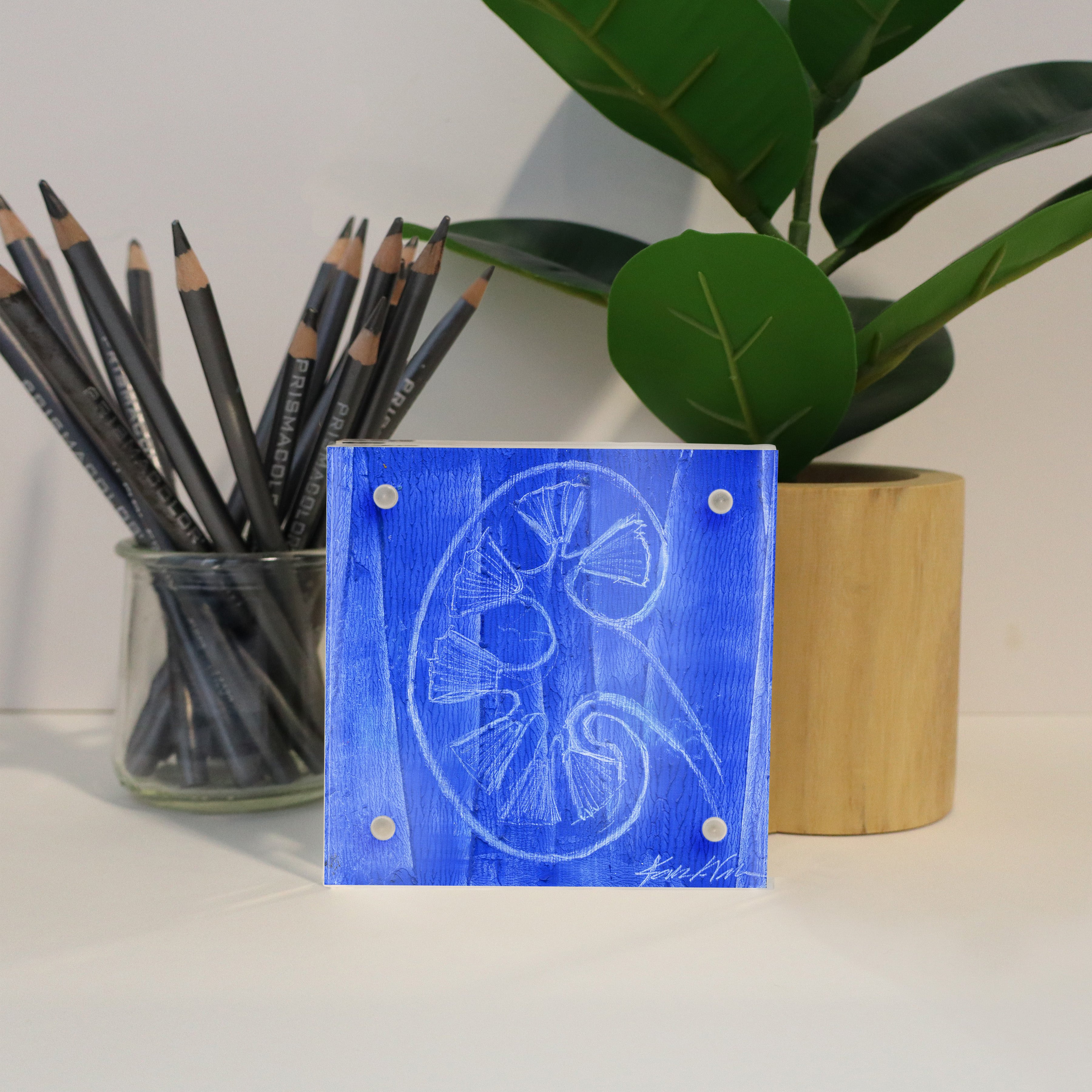 small abstract kidney anatomy art on a desk