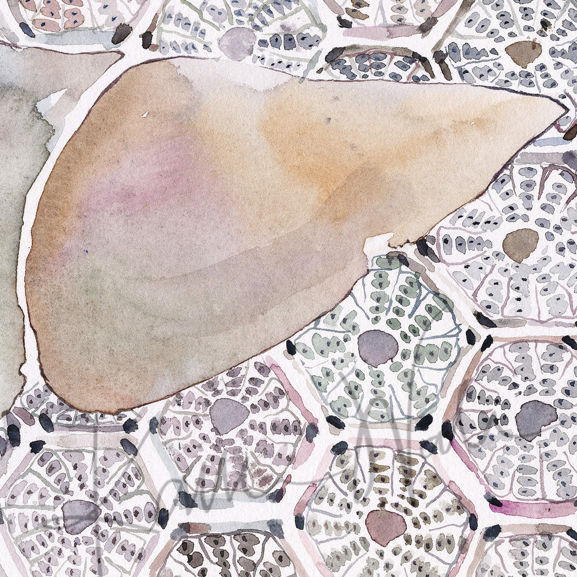 Liver Cell Patterns Watercolor Print