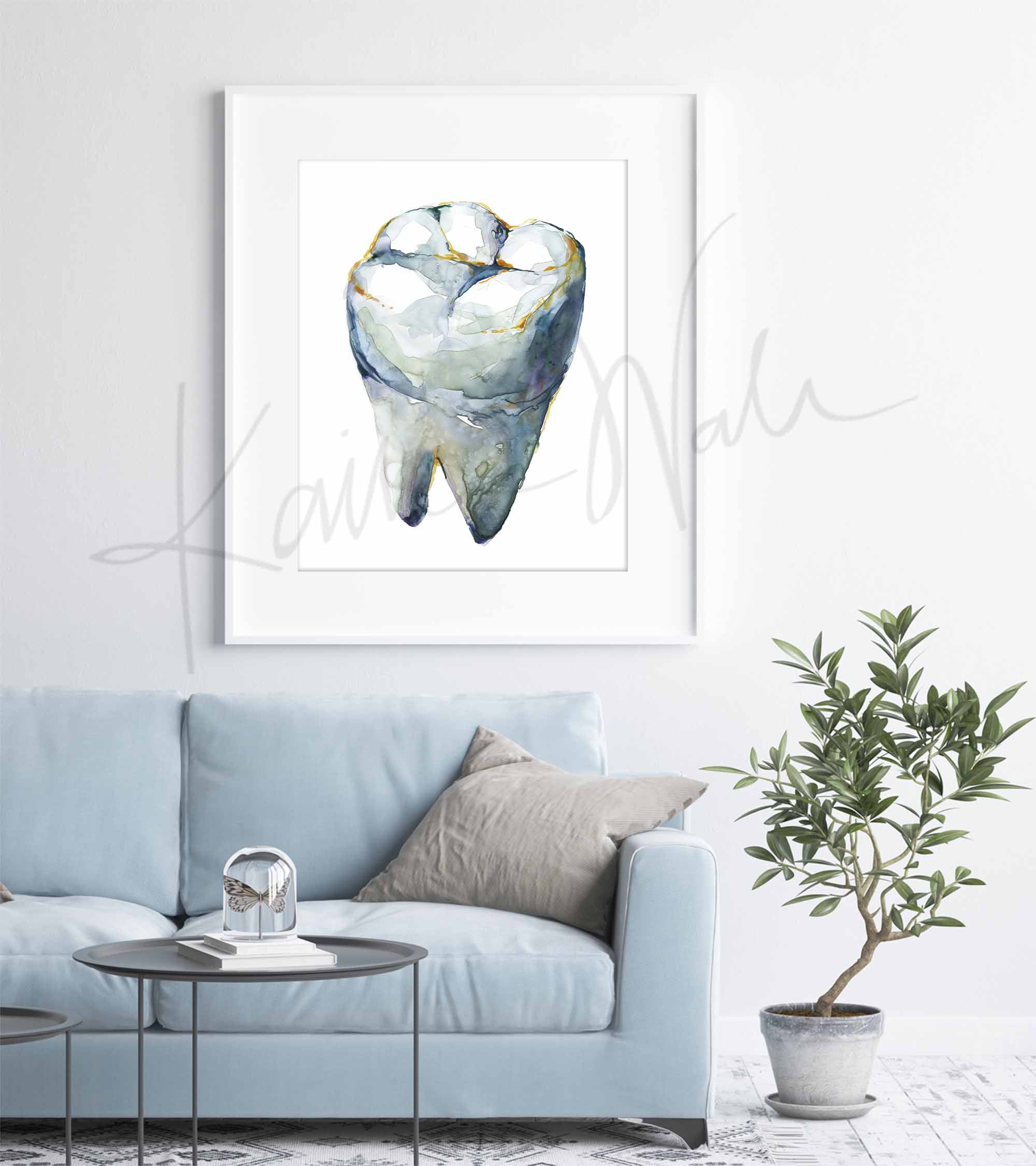 View of Occlusal Molar Watercolor Print