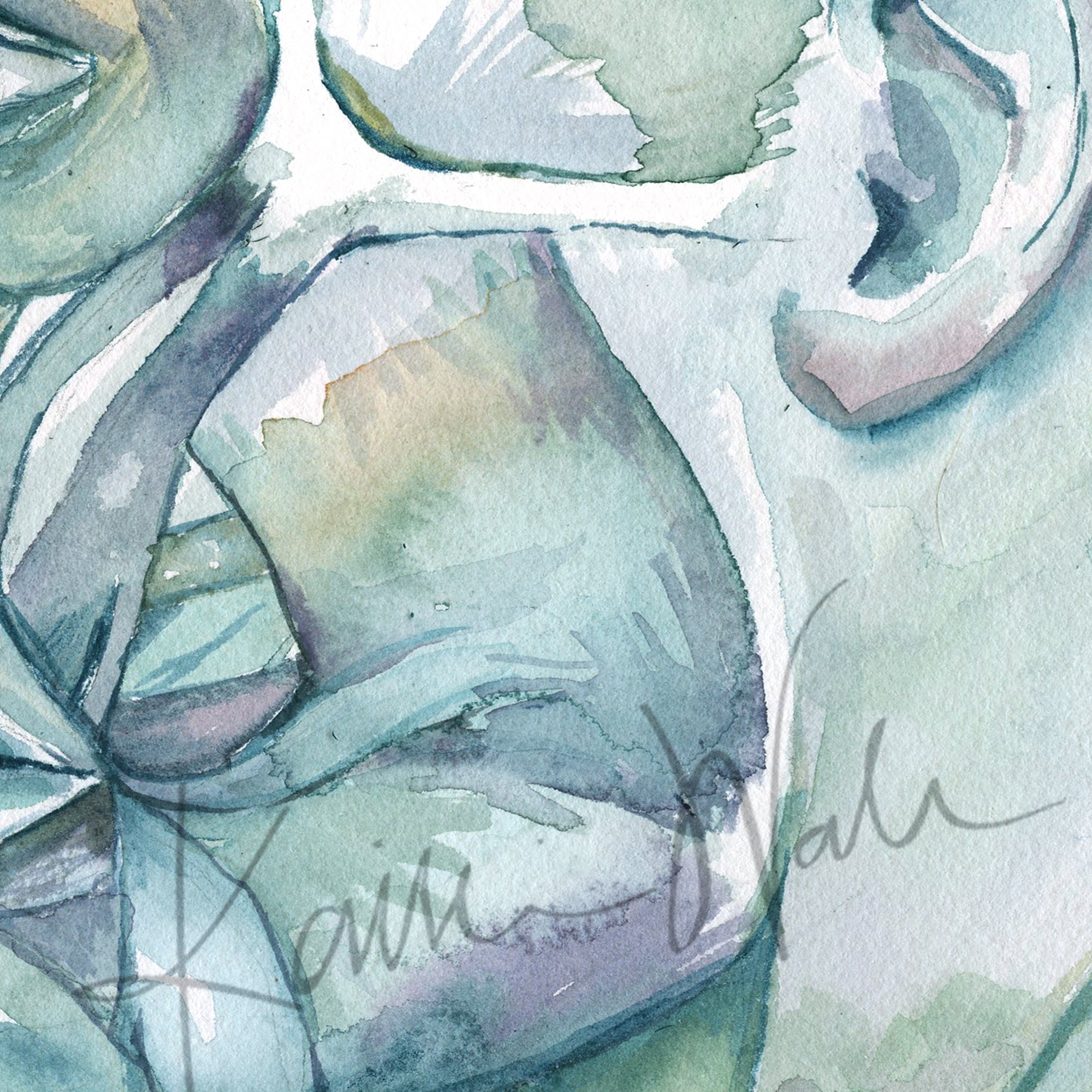 Profile of the Muscles of Facial Expression Watercolor Print