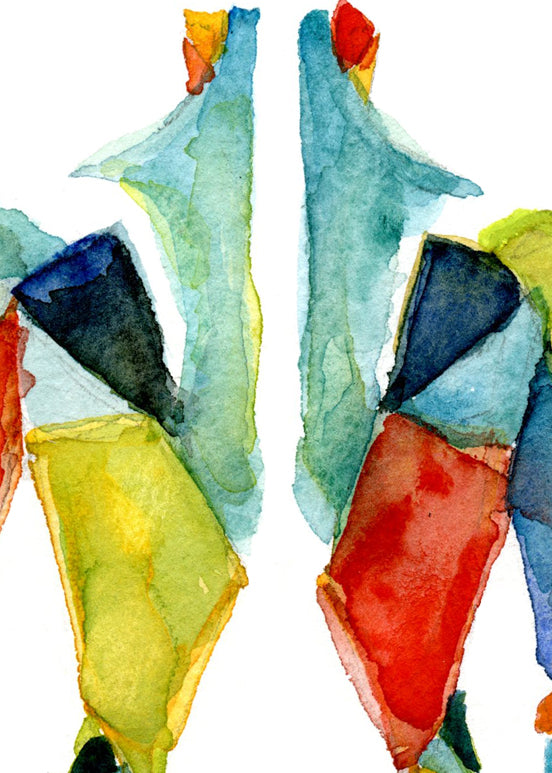 Muscular System in Red, Green and Blue Watercolor  Print