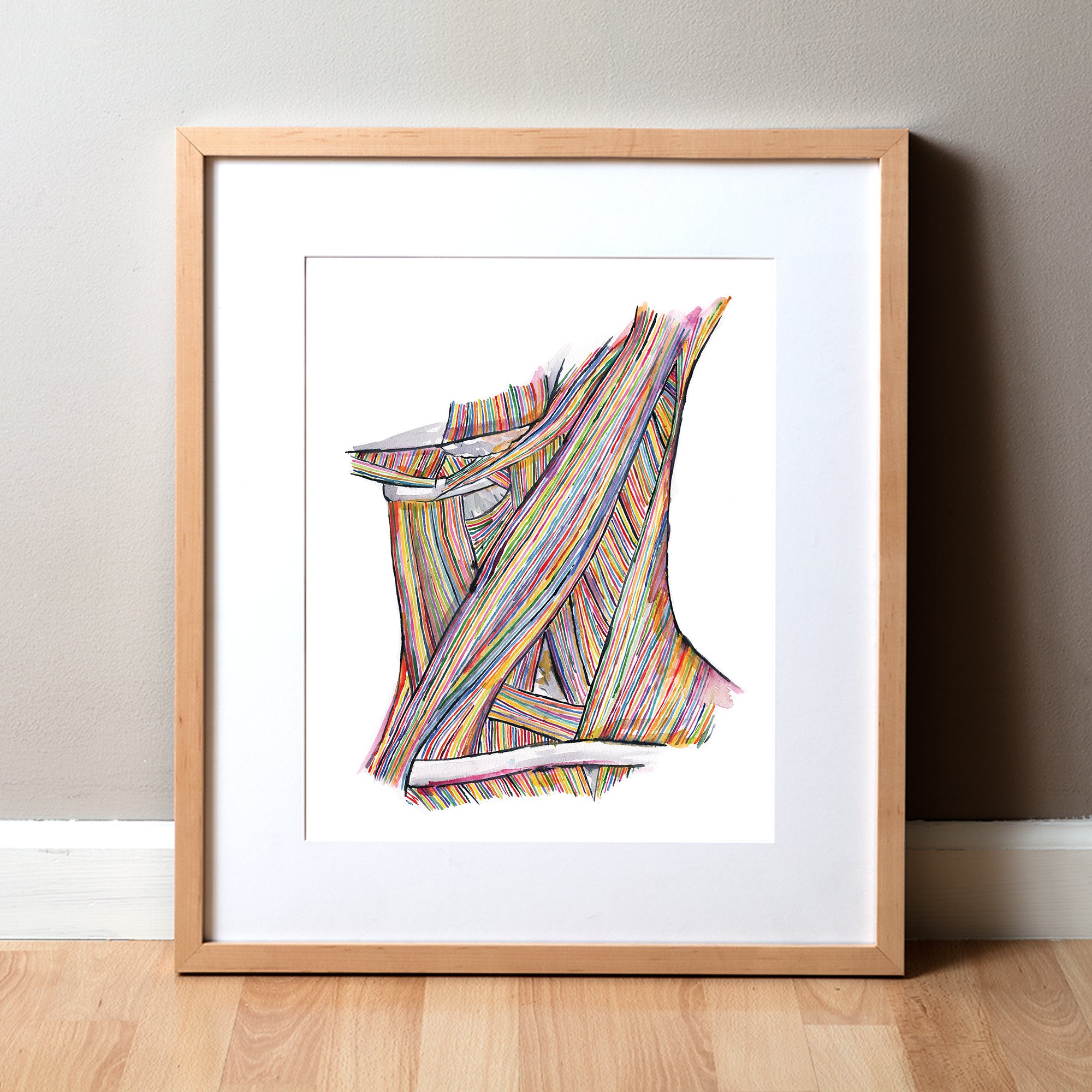 Bright Muscles of the Neck Watercolor Print