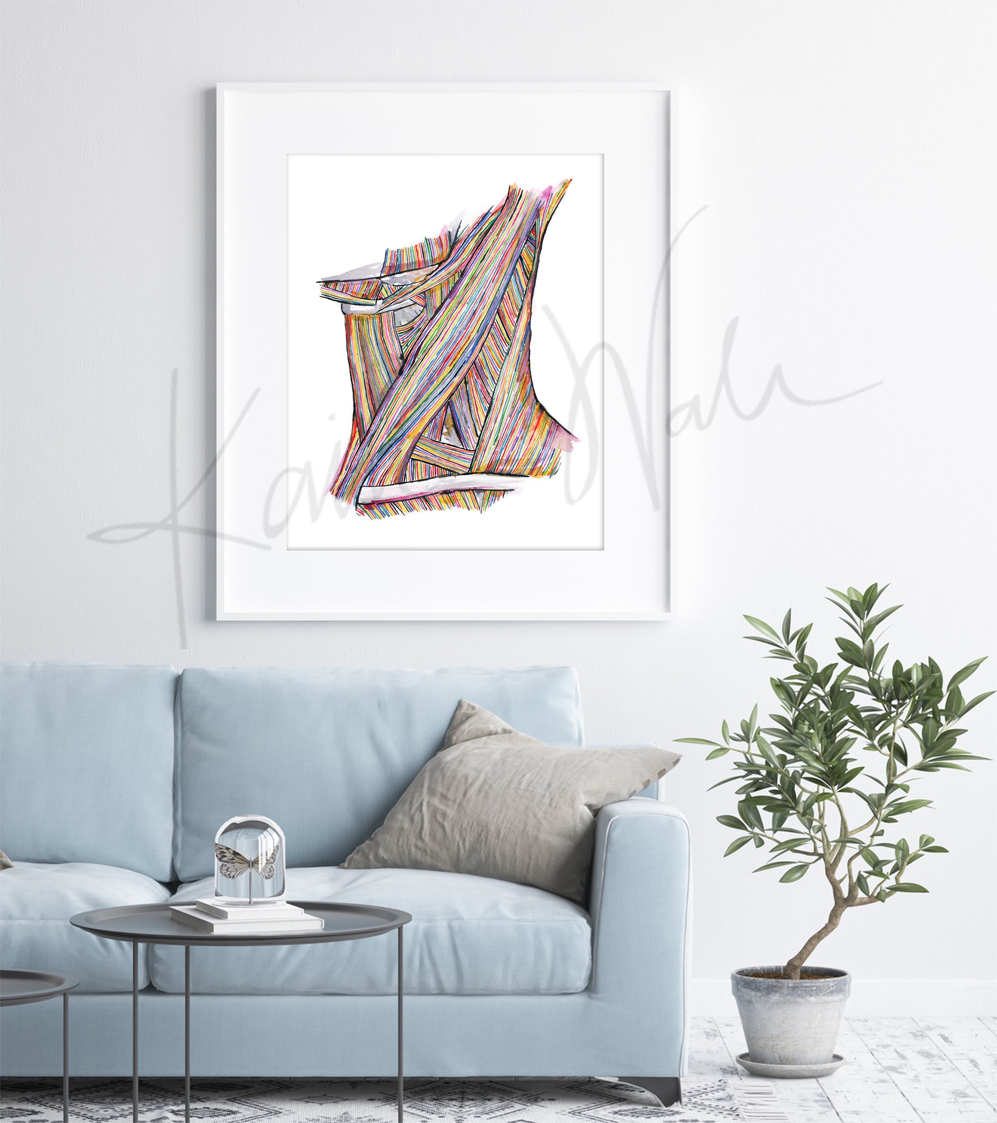 Bright Muscles of the Neck Watercolor Print