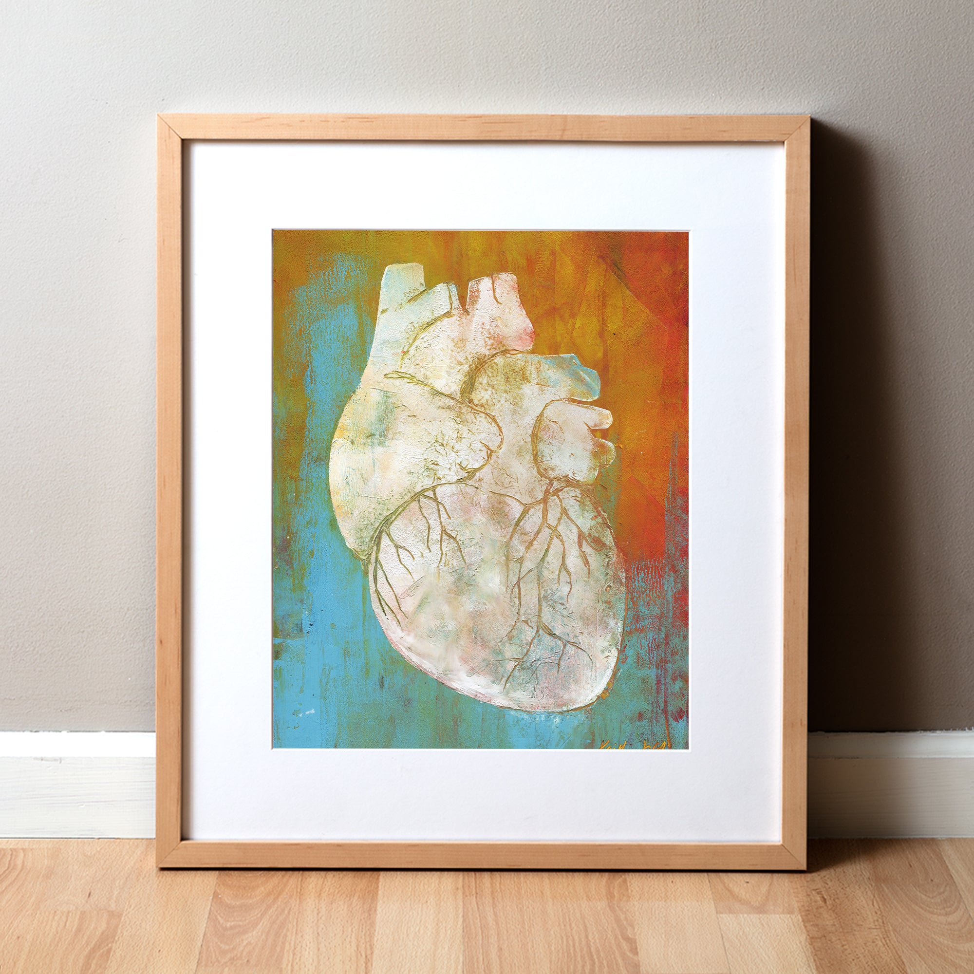 Oh Heart Cold Wax Print
