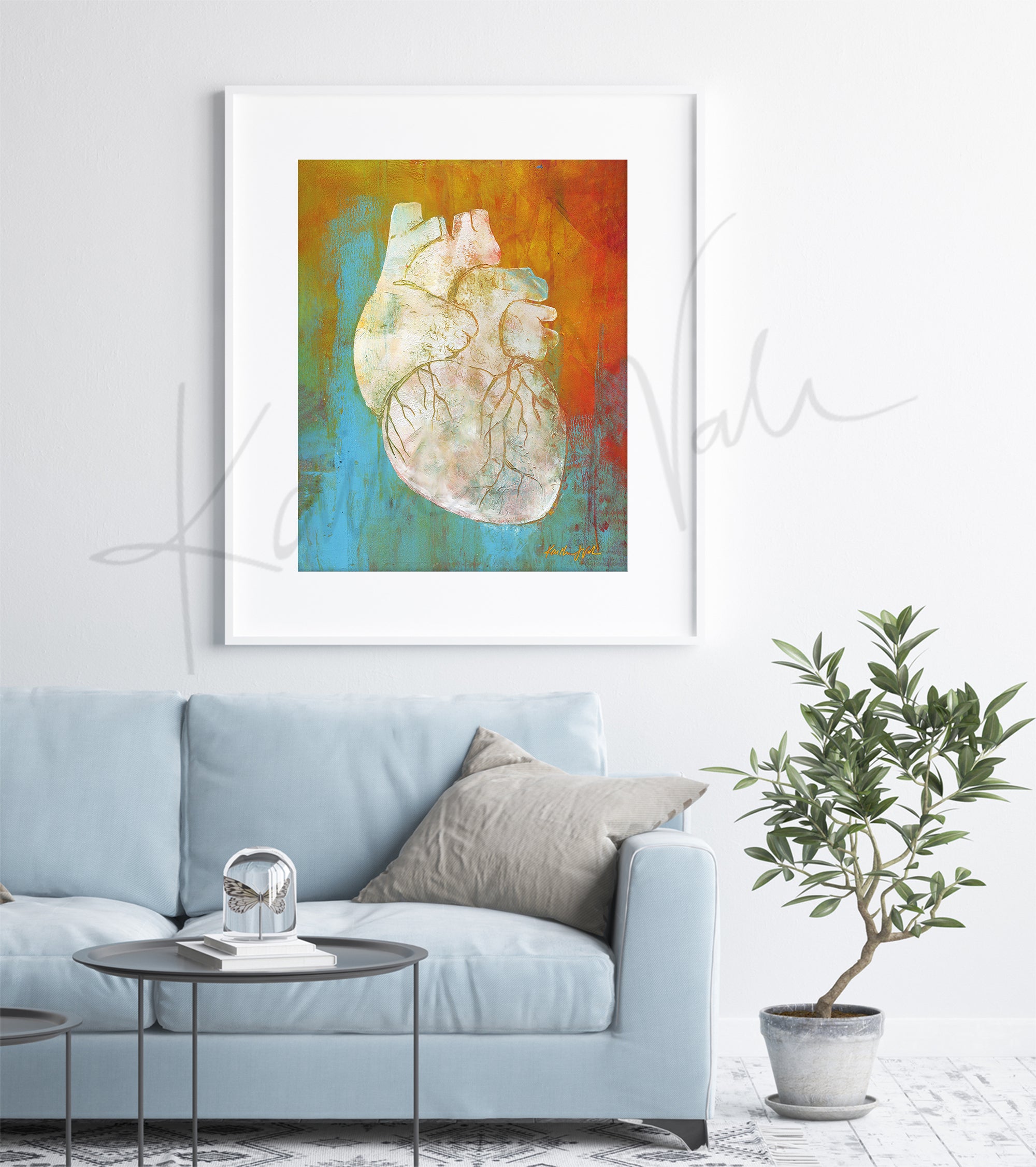 Oh Heart Cold Wax Print
