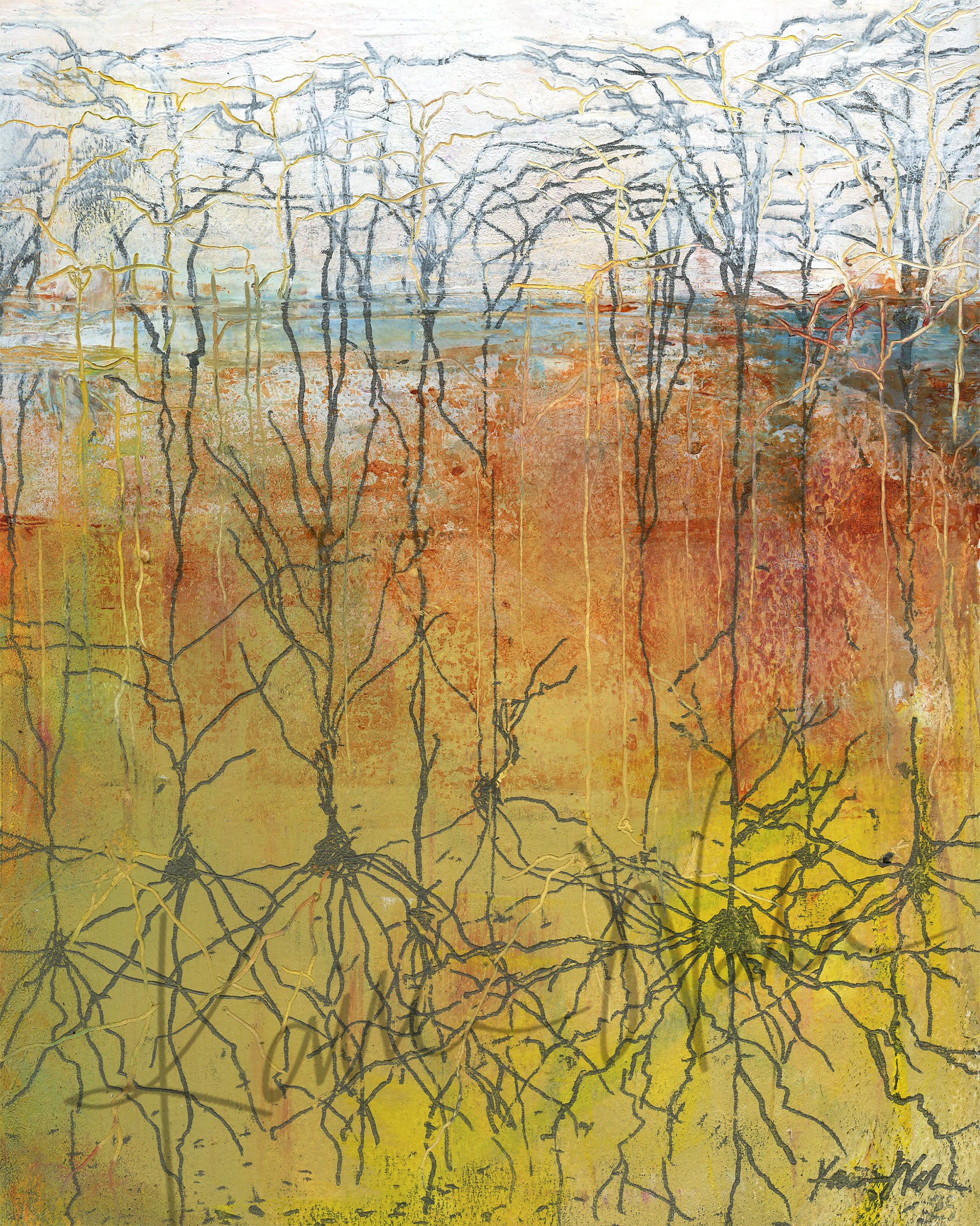 Pyramidal Neurons Watercolor Print
