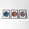 Red, Blue, and Gray Retina Watercolor Print Set