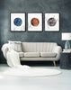 Red, Blue, and Gray Retina Watercolor Print Set