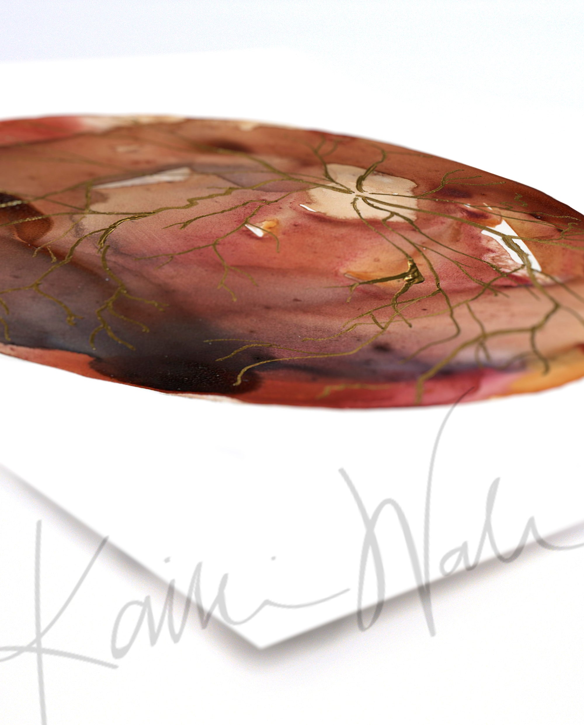 Red, Blue, and Gray Retina Watercolor Print Set