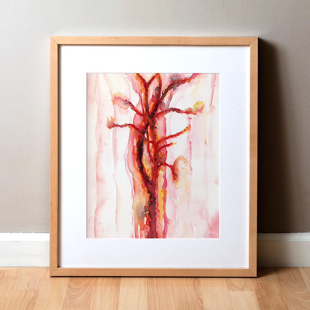 Abstract Carotid Artery in Red Watercolor Print