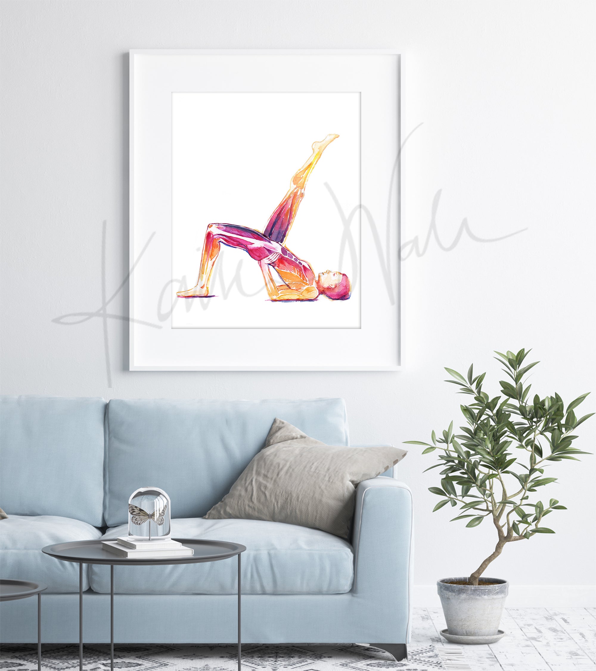 Shoulder Bridge in Sunrise Colors Watercolor Print