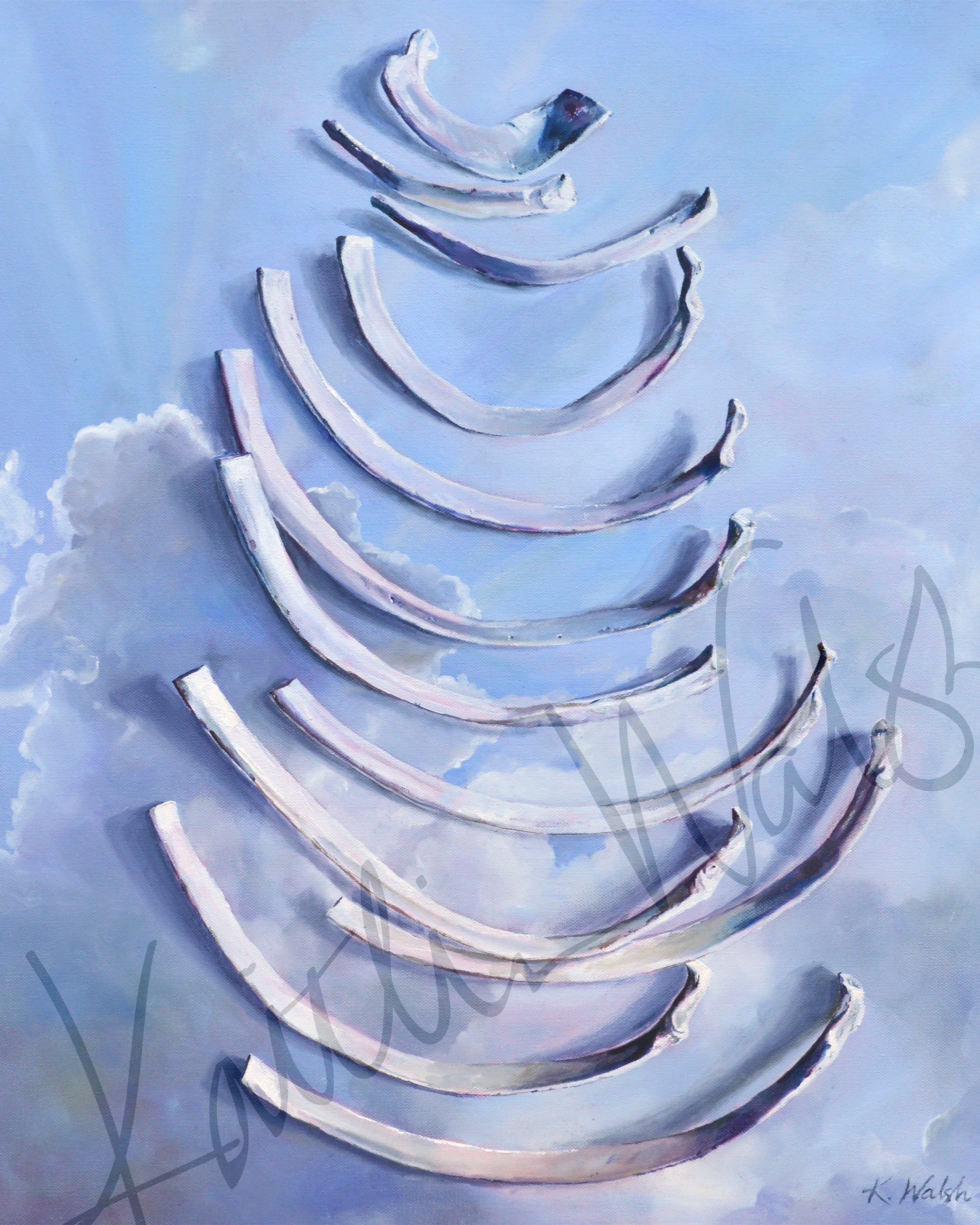 "Uncaged" - Rib Bone Oil Painting Print