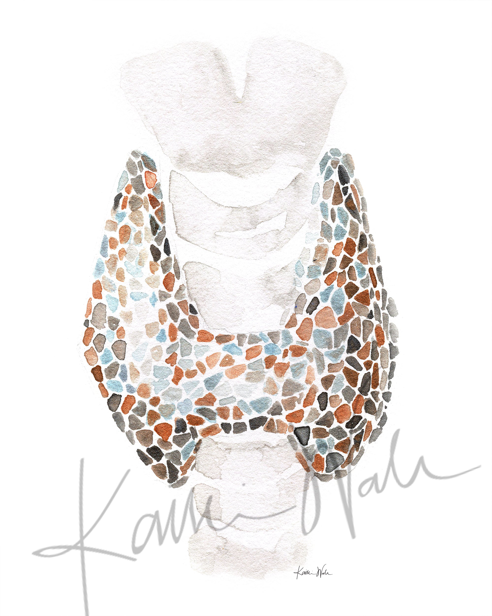 Thyroid Mosaic Watercolor Print