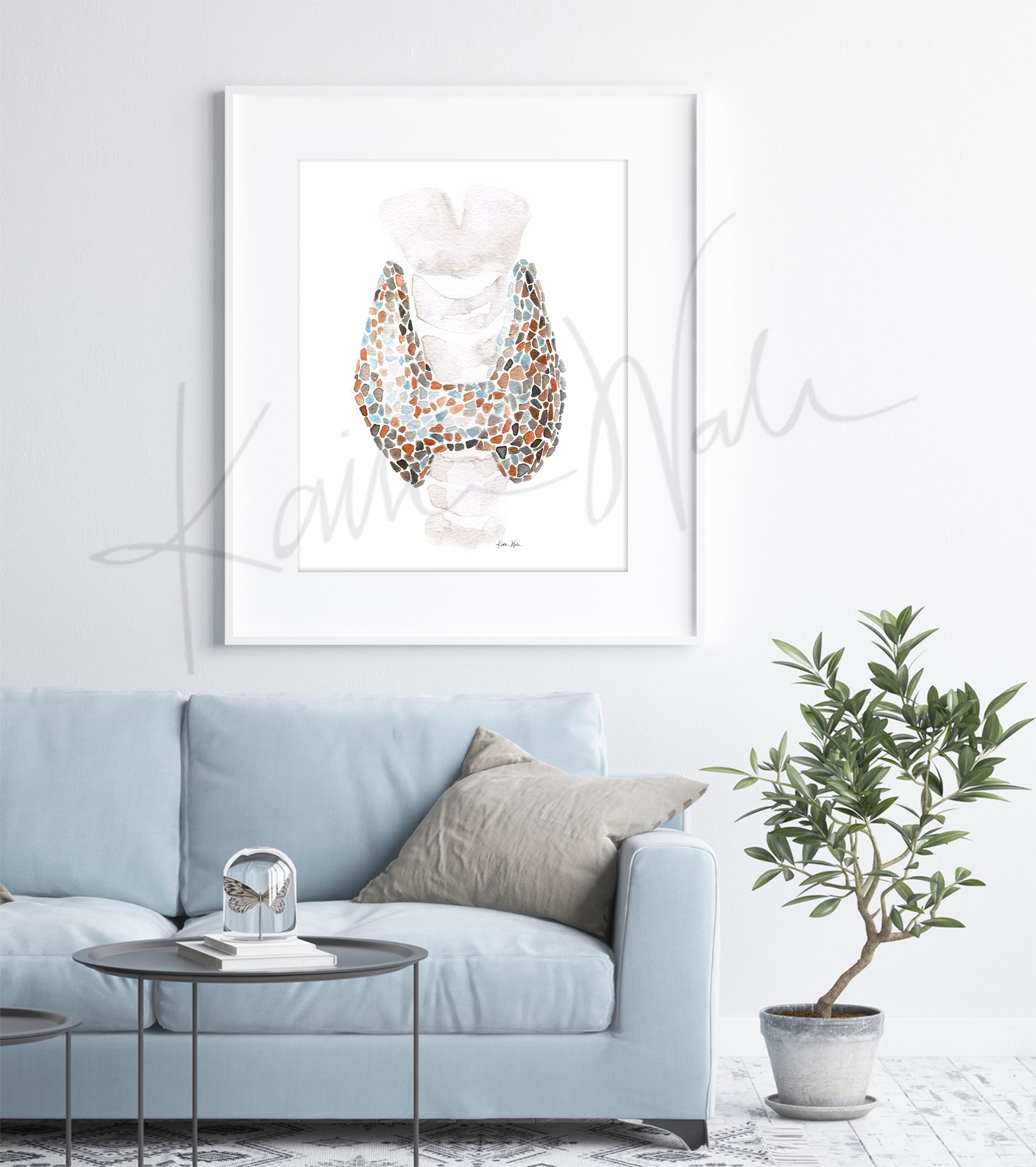 Thyroid Mosaic Watercolor Print