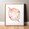 Twin Placenta in Bright Colors Watercolor Print
