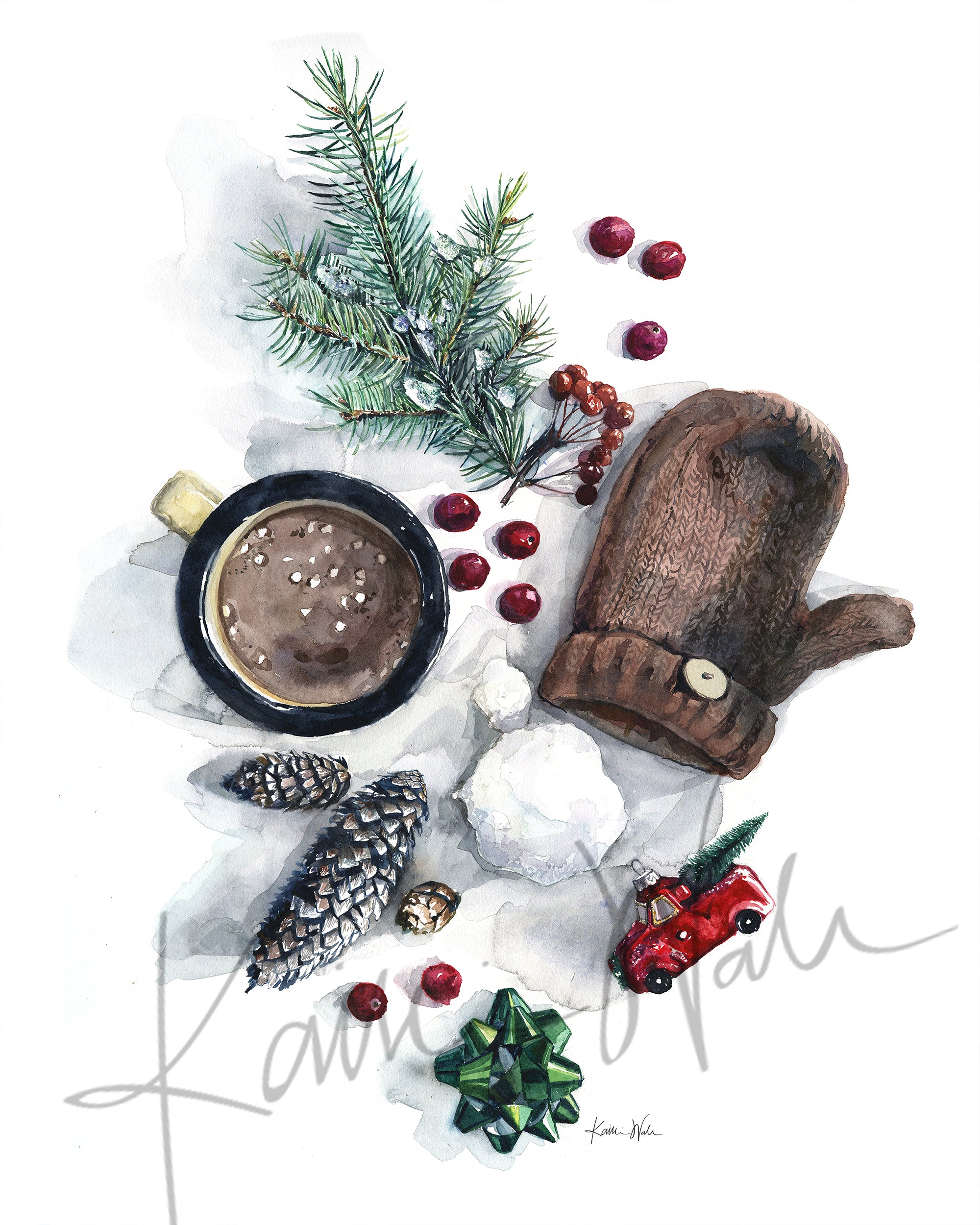 Winter in Wisconsin Watercolor Print