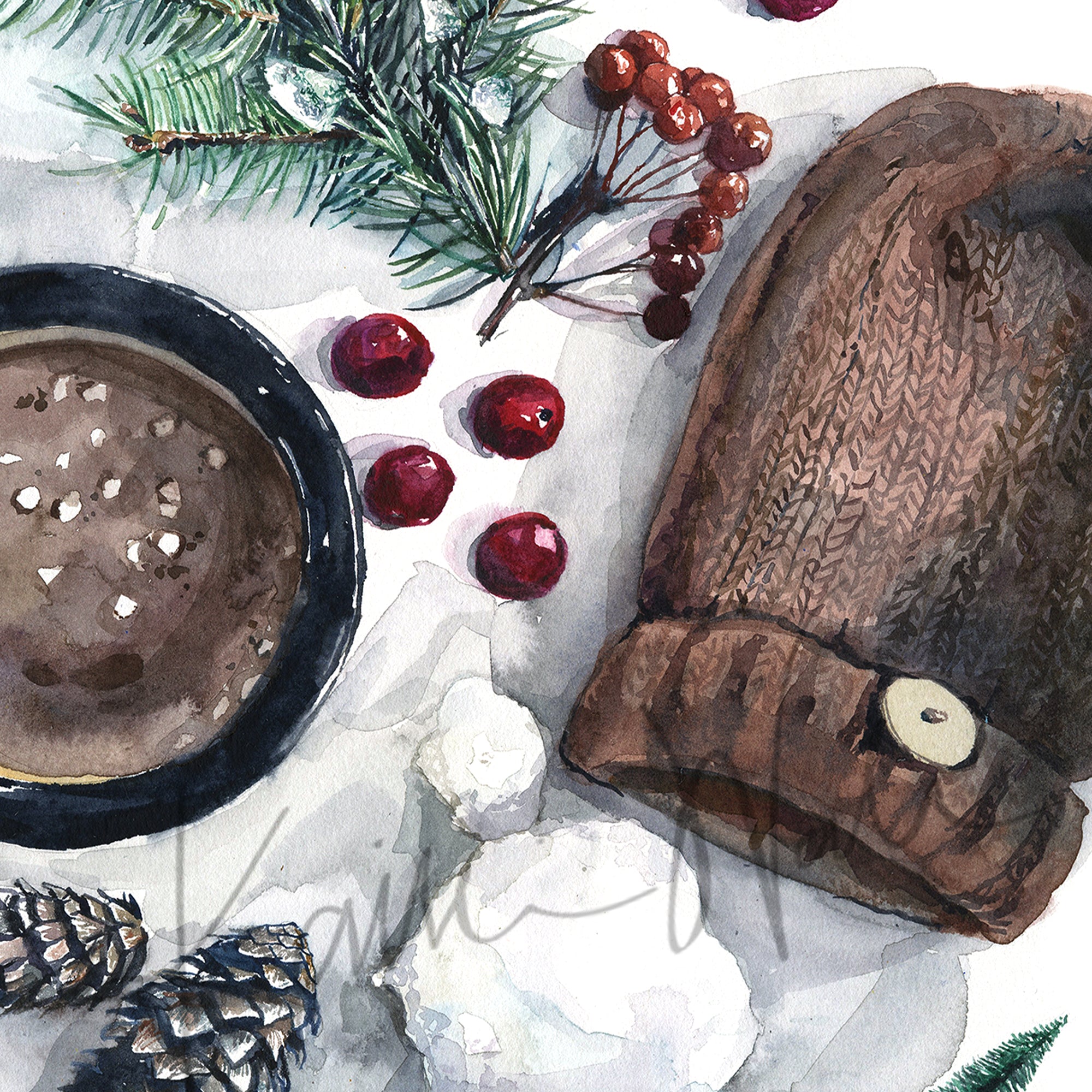 Winter in Wisconsin Watercolor Print