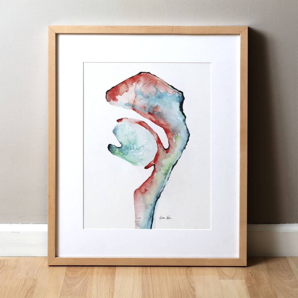 Airway In Teal Green And Red Print Watercolor