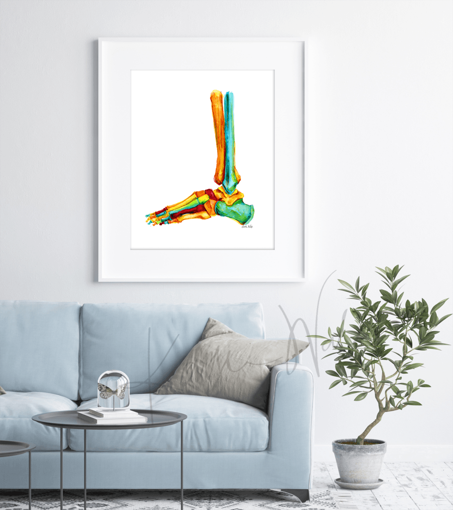 Bright Bones Of The Ankle Print Watercolor