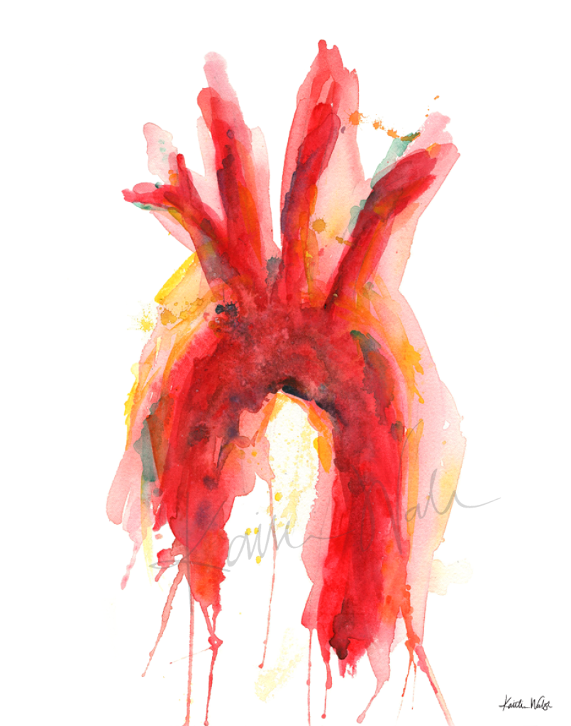 Abstract Aorta Print Watercolor- Cardiovascular art - Anatomy Art- Art for Doctor, Nurse, Medical Student