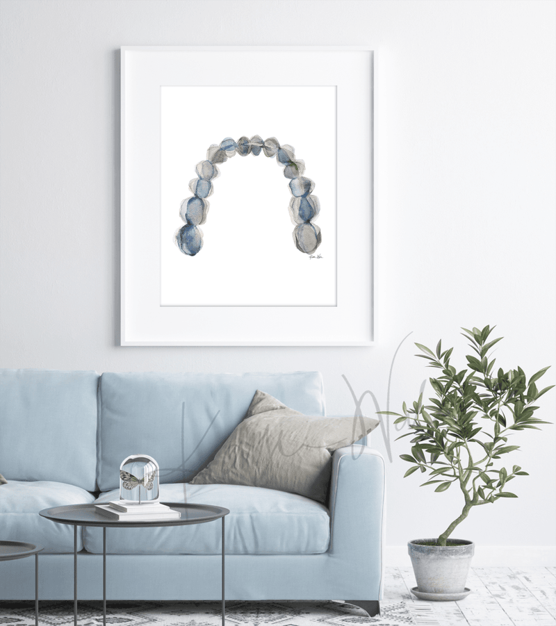 Blue Gray Arch Watercolor Print in Doctor's Office- Clinic art - Dentist waiting room art