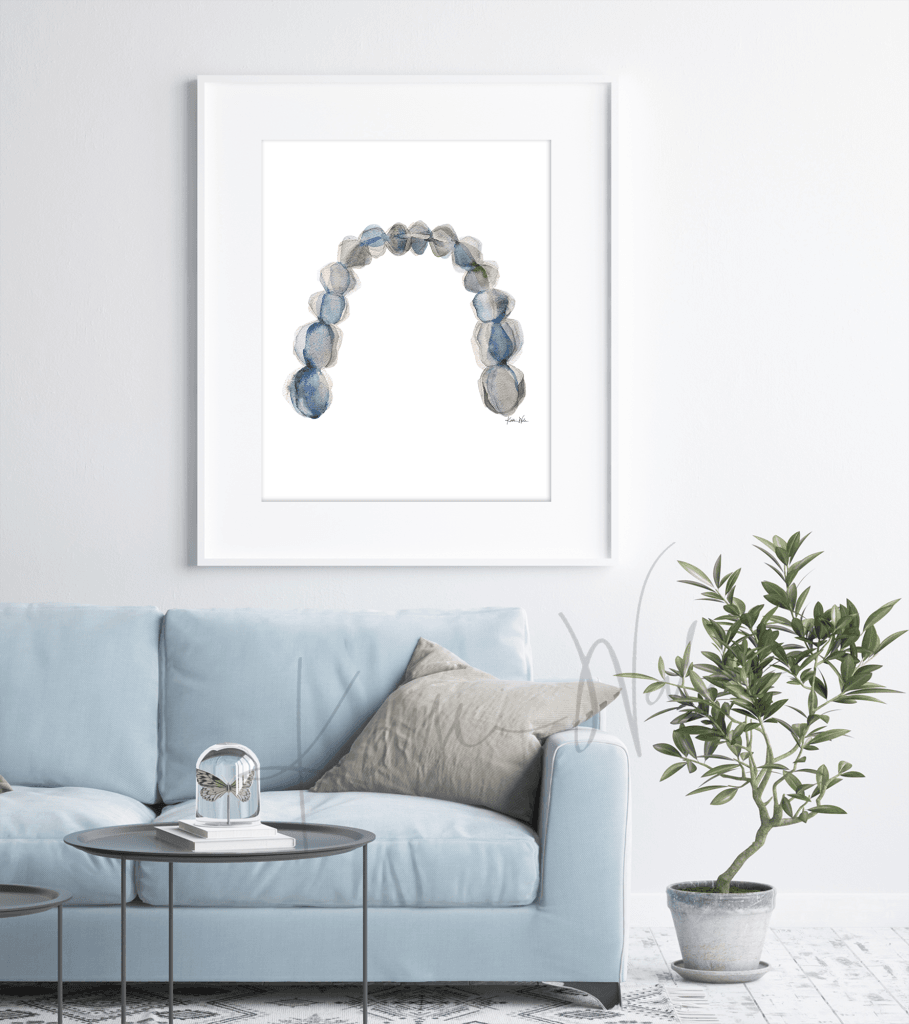 Blue Gray Arch Watercolor Print in Doctor's Office- Clinic art - Dentist waiting room art