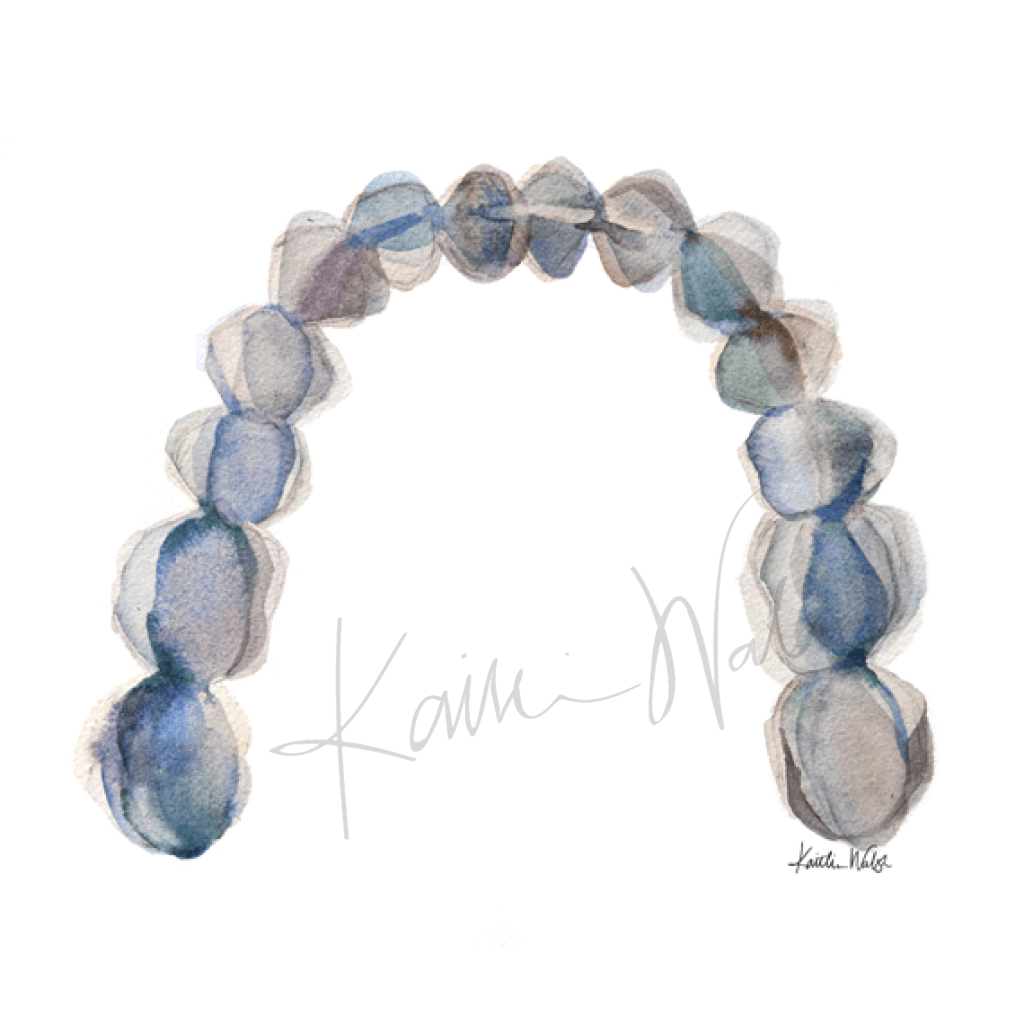 Blue Gray Arch Print Watercolor- Neutral Colors - Dental Art - Orthodontist - Gift for Hygenist