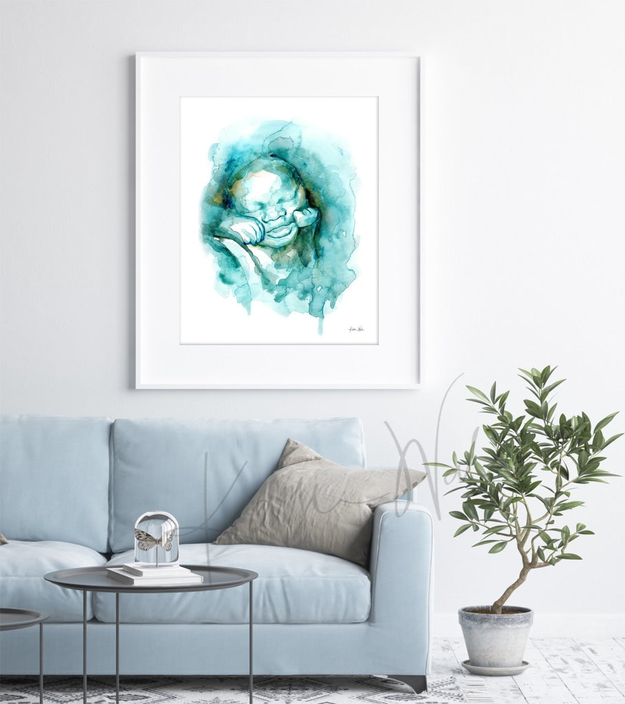 3D Ultrasound Watercolor Print