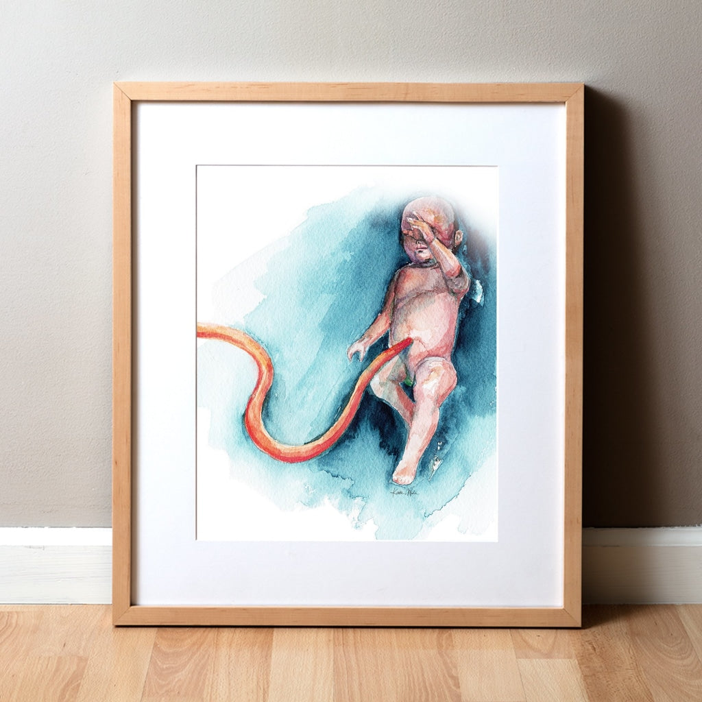 Baby In Womb Watercolor Print